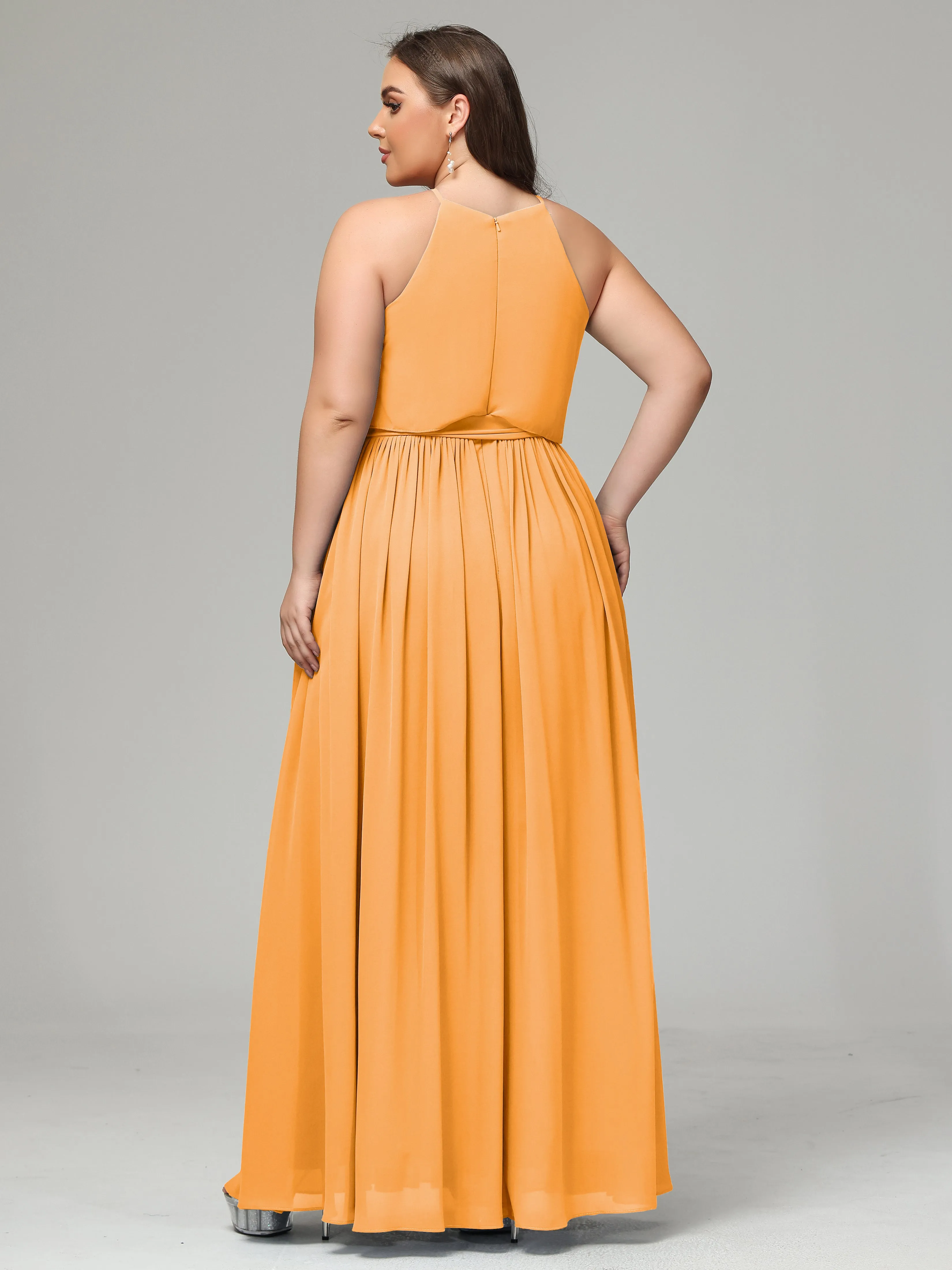 Halter Chiffon Bridesmaid Dress Plus Size