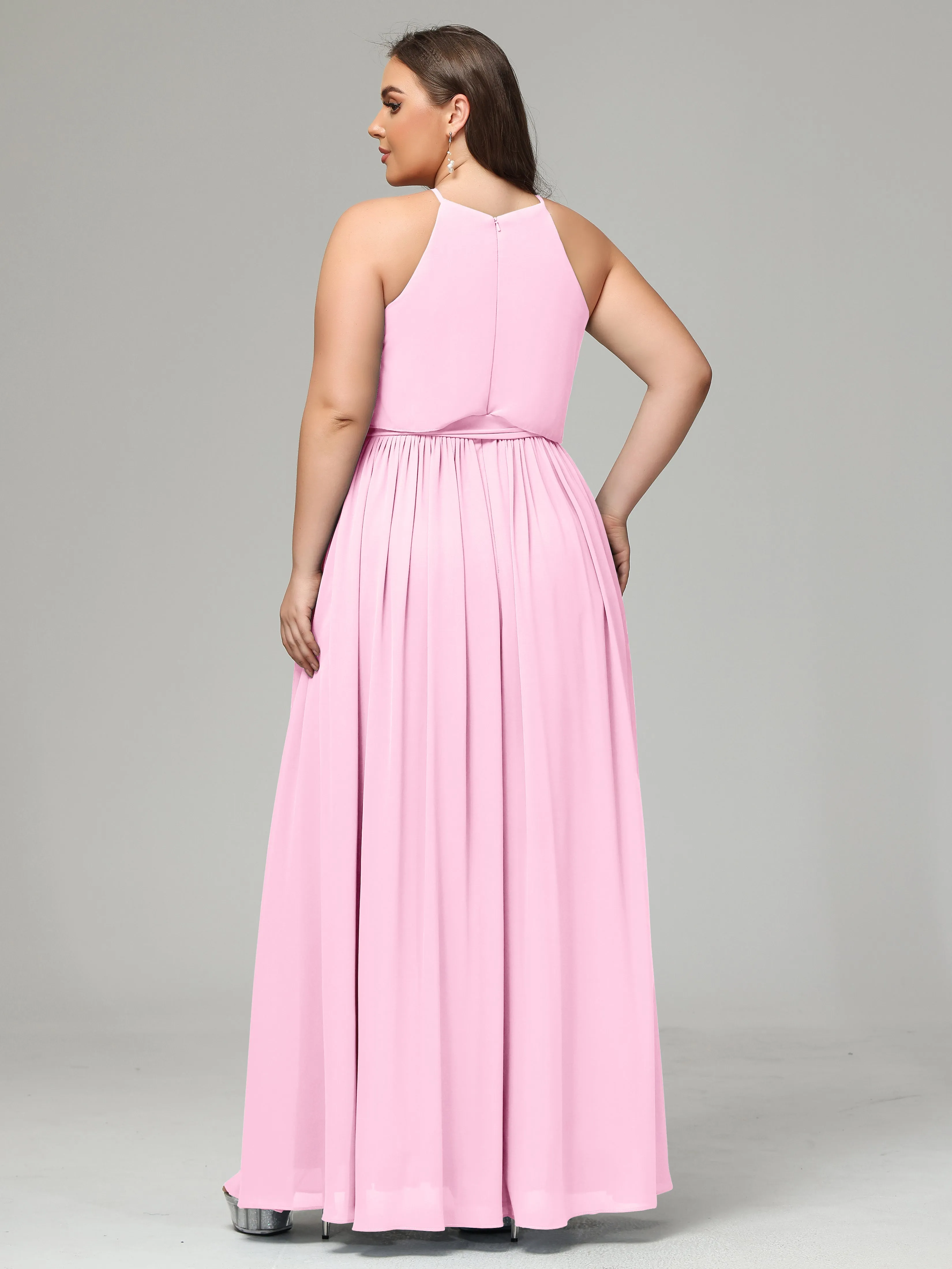 Halter Chiffon Bridesmaid Dress Plus Size