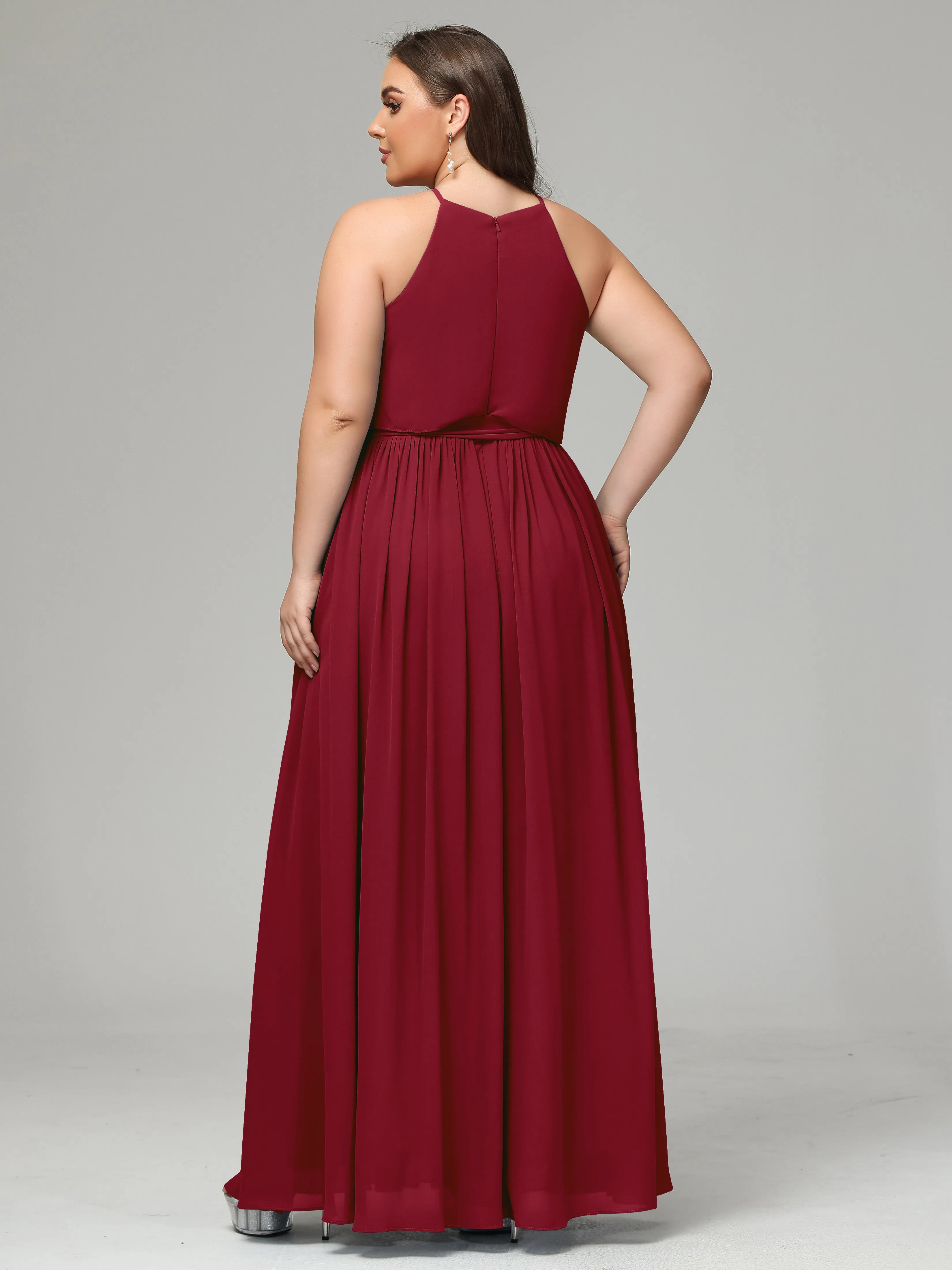 Halter Chiffon Bridesmaid Dress Plus Size