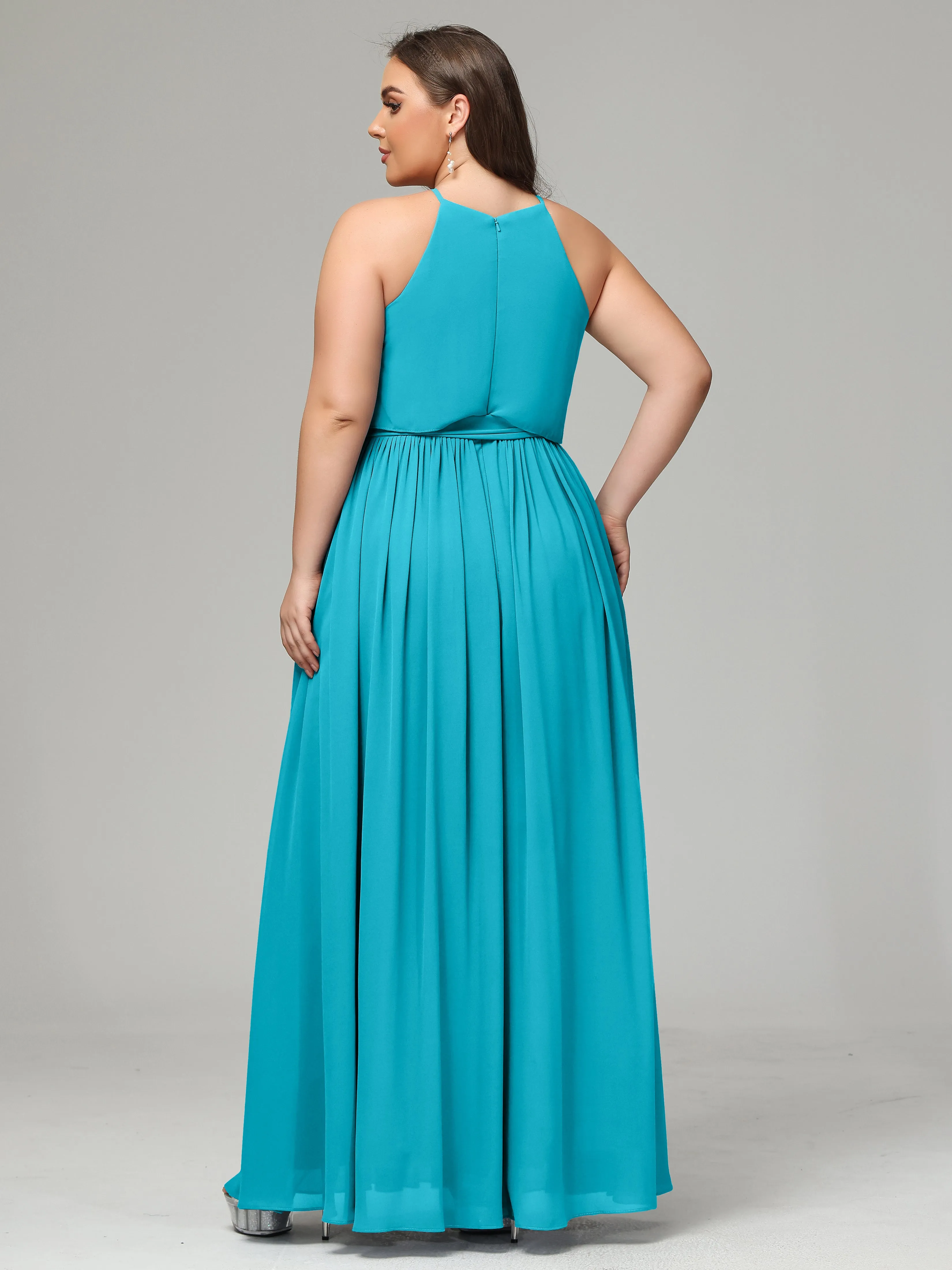 Halter Chiffon Bridesmaid Dress Plus Size