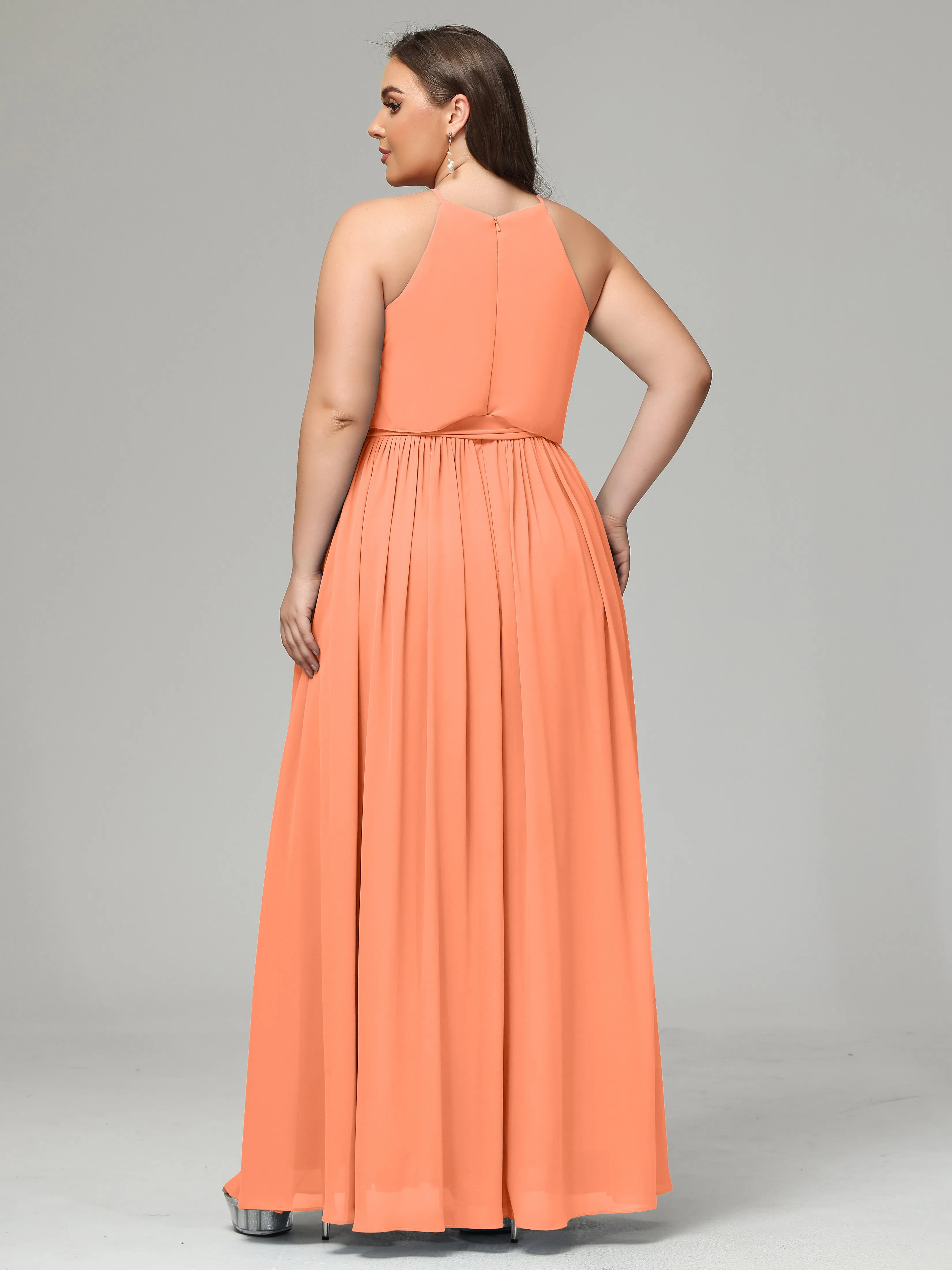 Halter Chiffon Bridesmaid Dress Plus Size