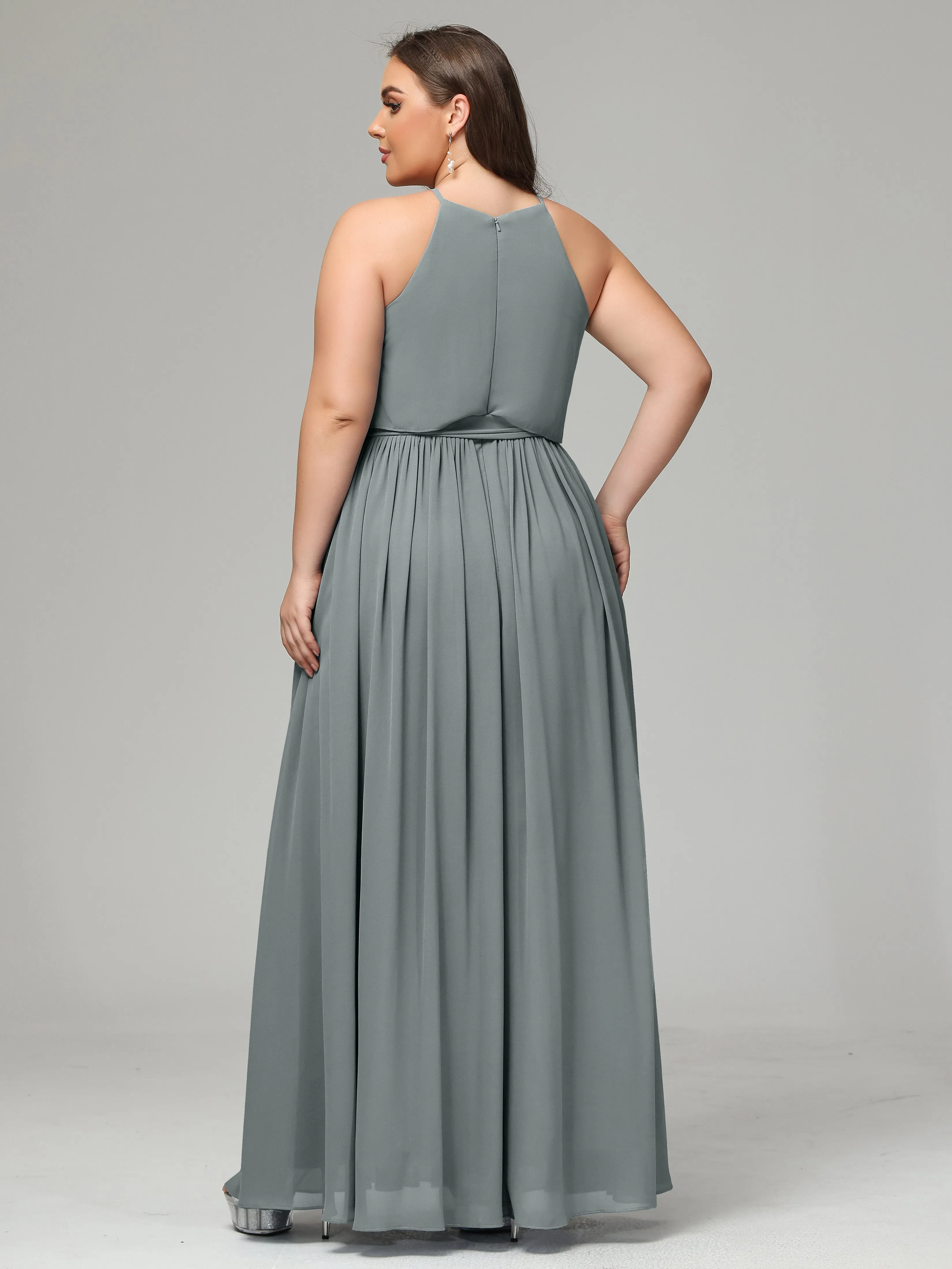 Halter Chiffon Bridesmaid Dress Plus Size