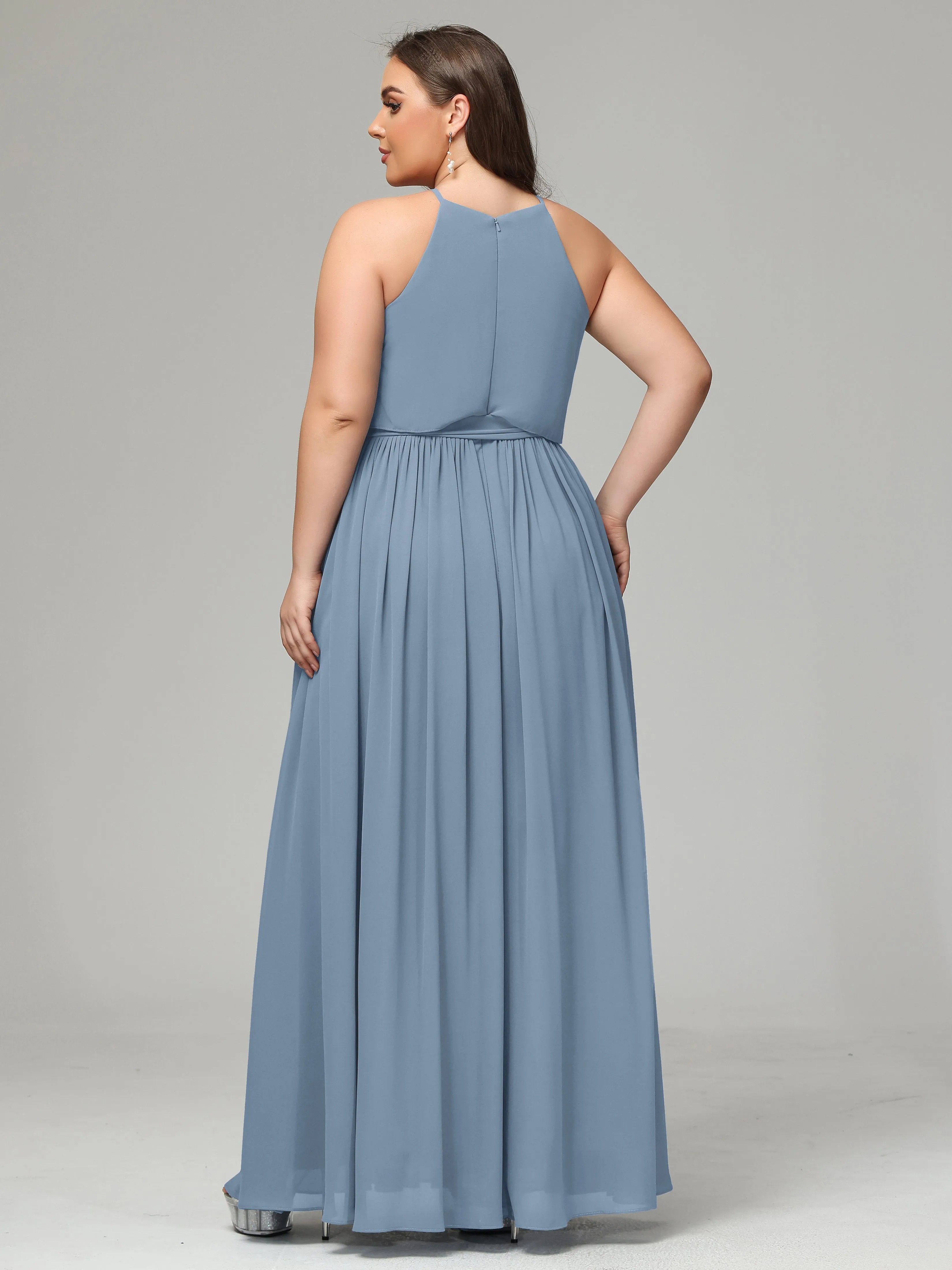 Halter Chiffon Bridesmaid Dress Plus Size
