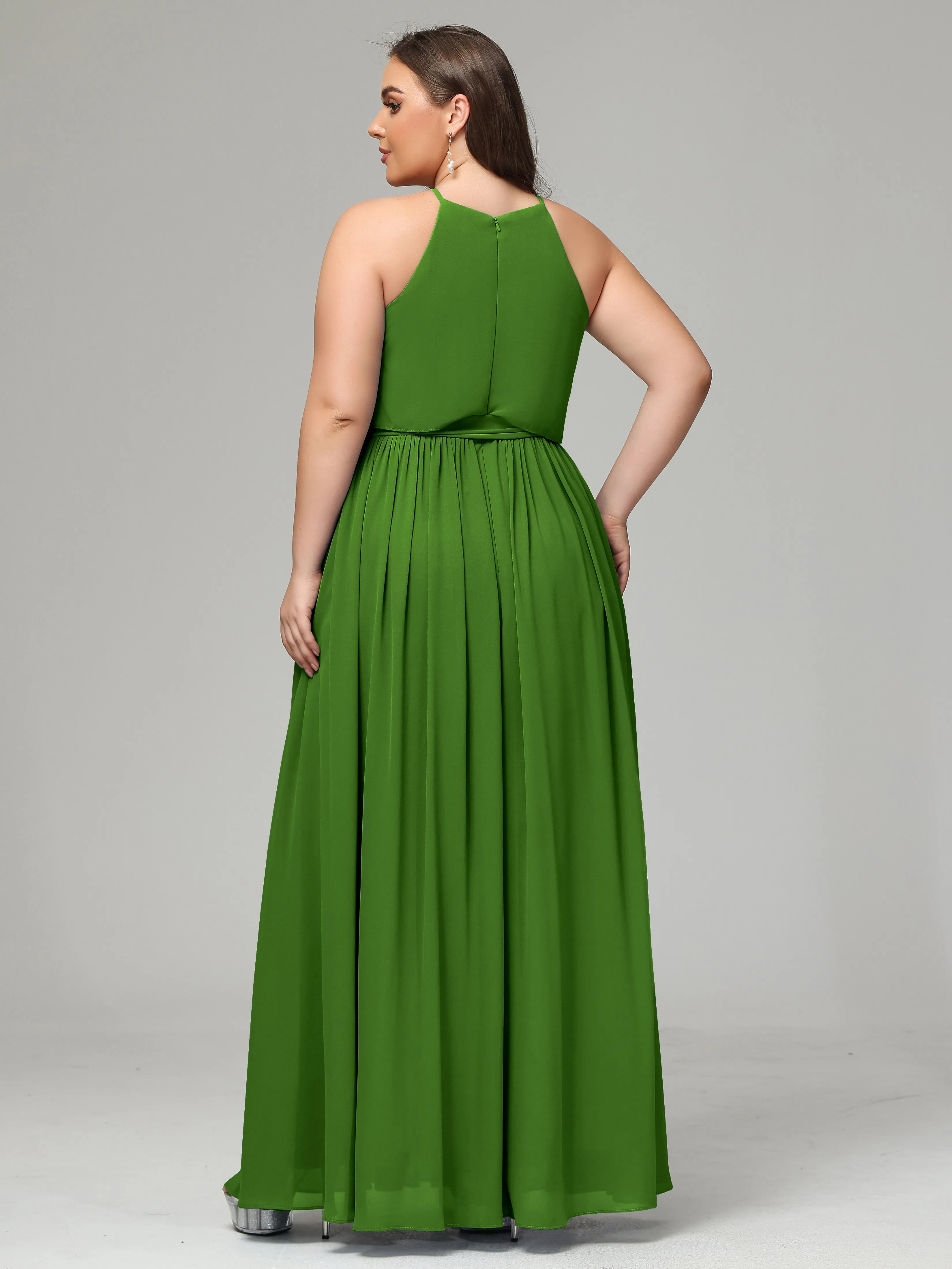 Halter Chiffon Bridesmaid Dress Plus Size