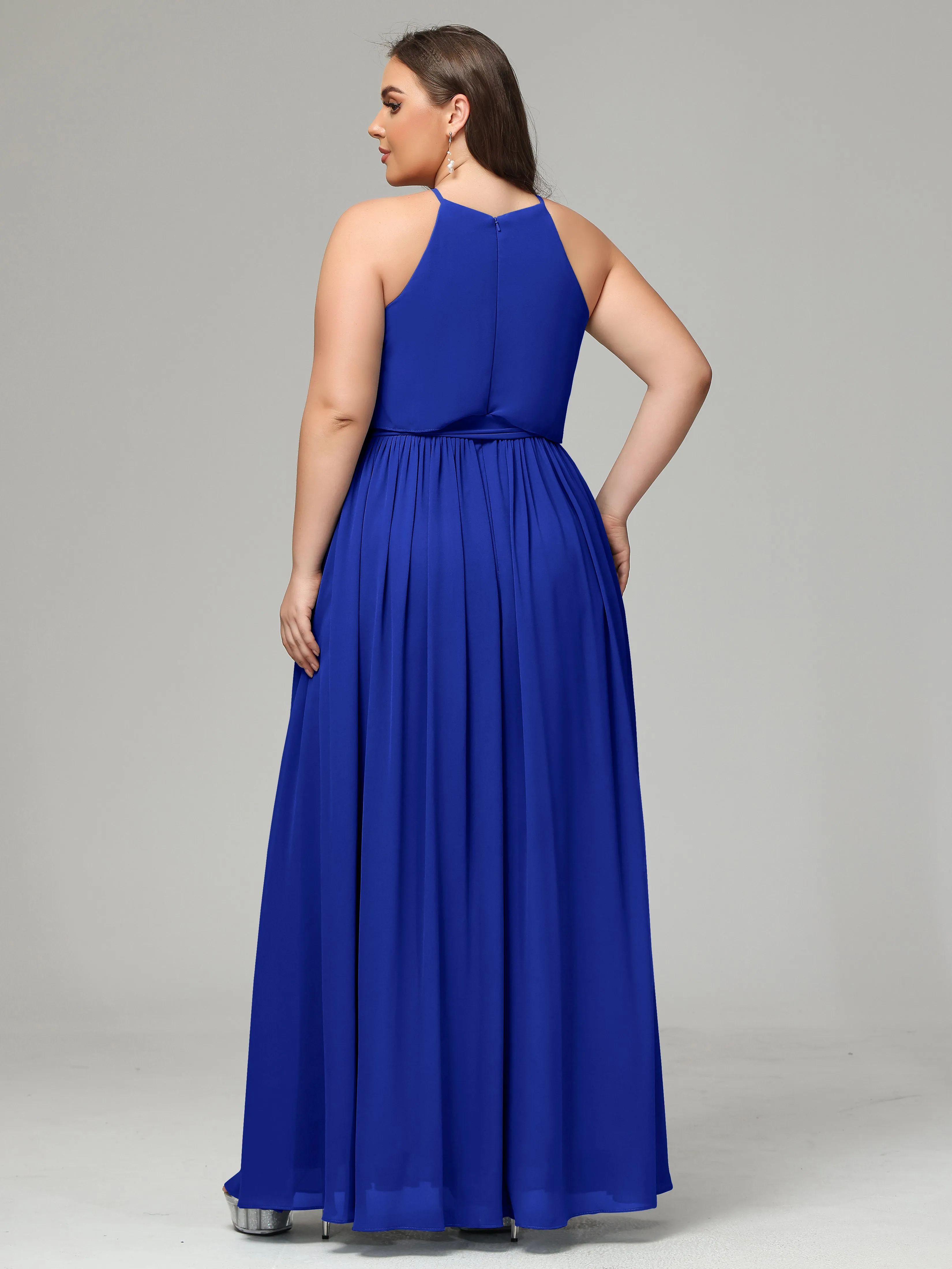 Halter Chiffon Bridesmaid Dress Plus Size