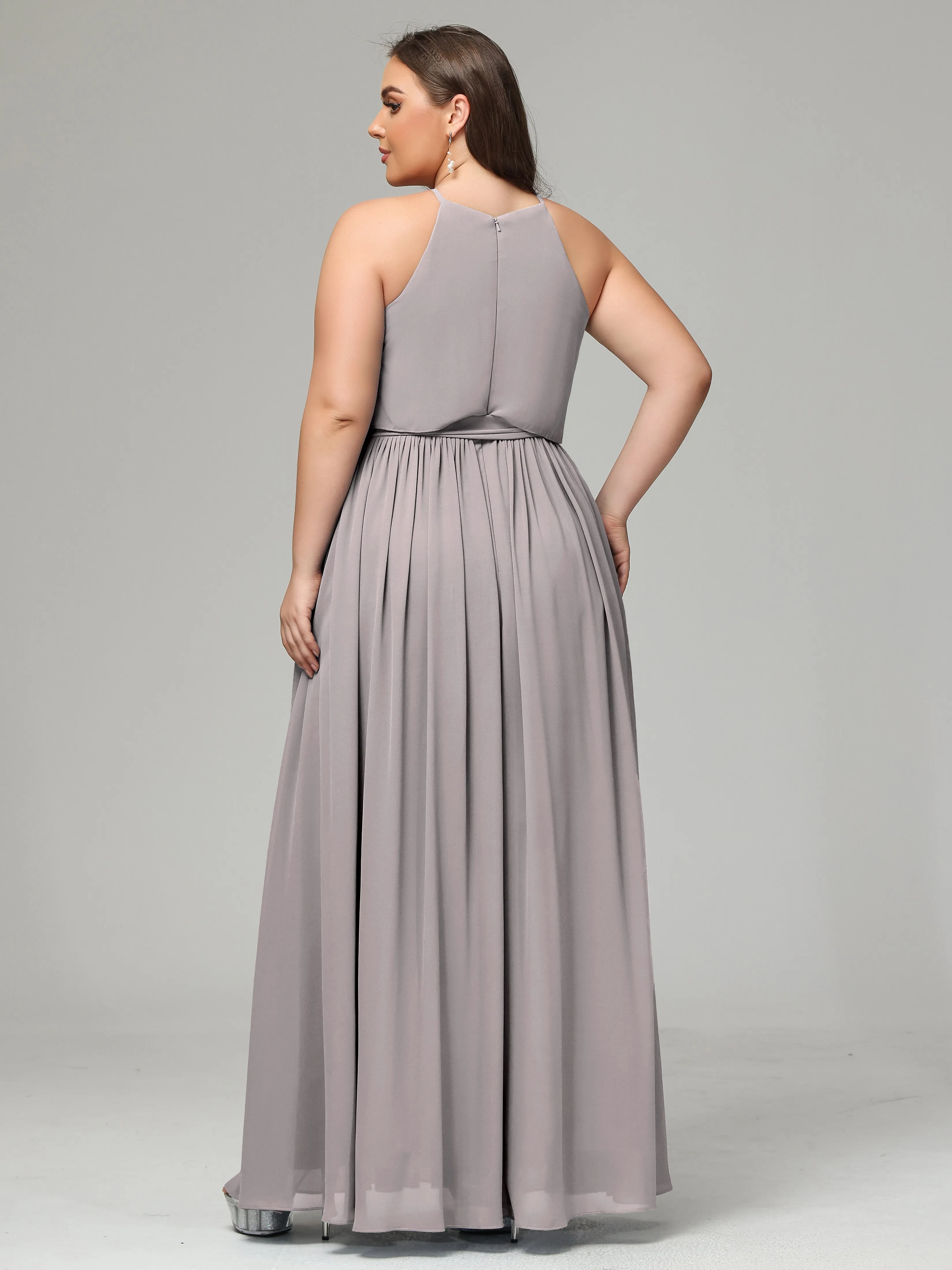 Halter Chiffon Bridesmaid Dress Plus Size