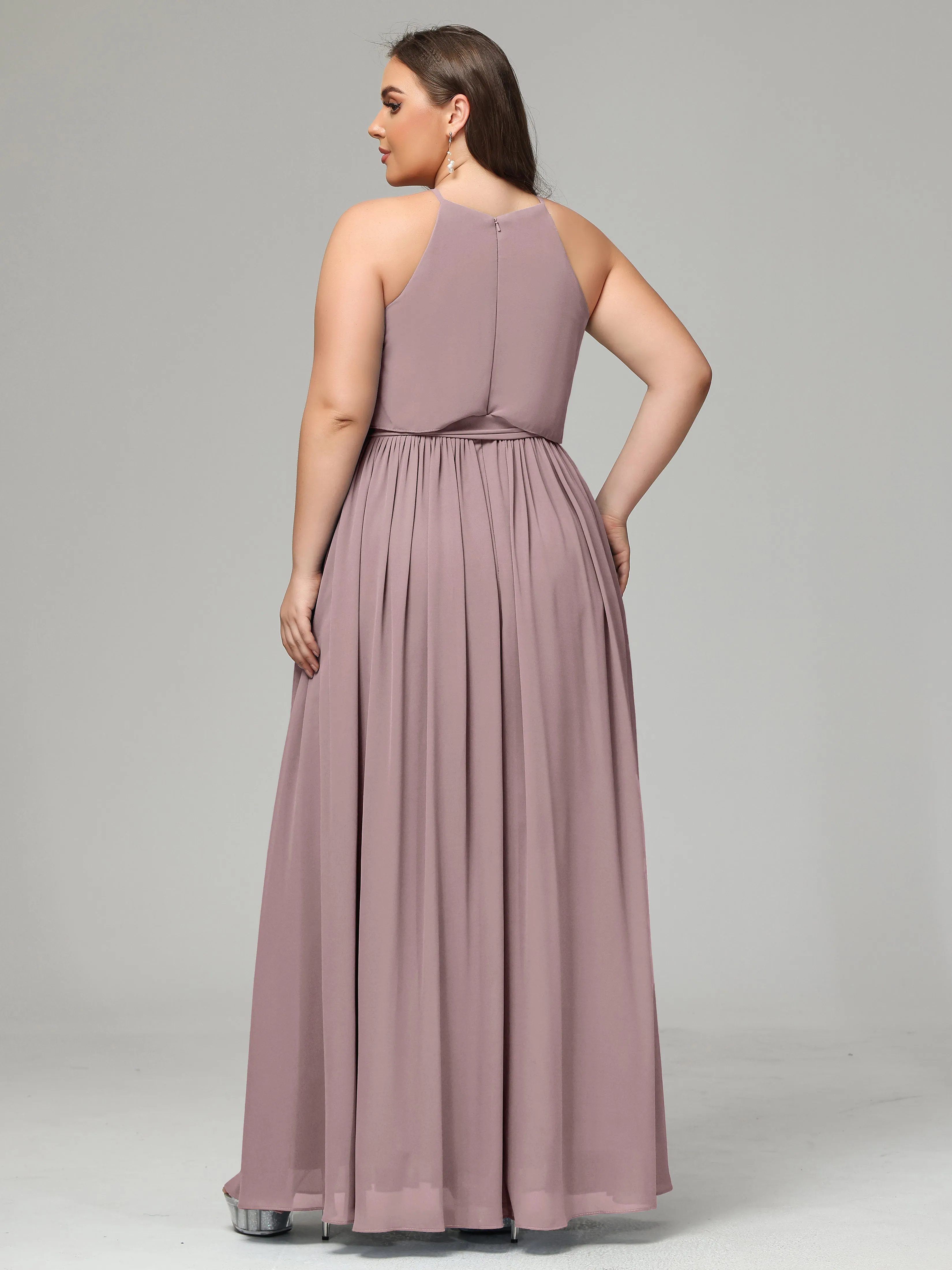 Halter Chiffon Bridesmaid Dress Plus Size
