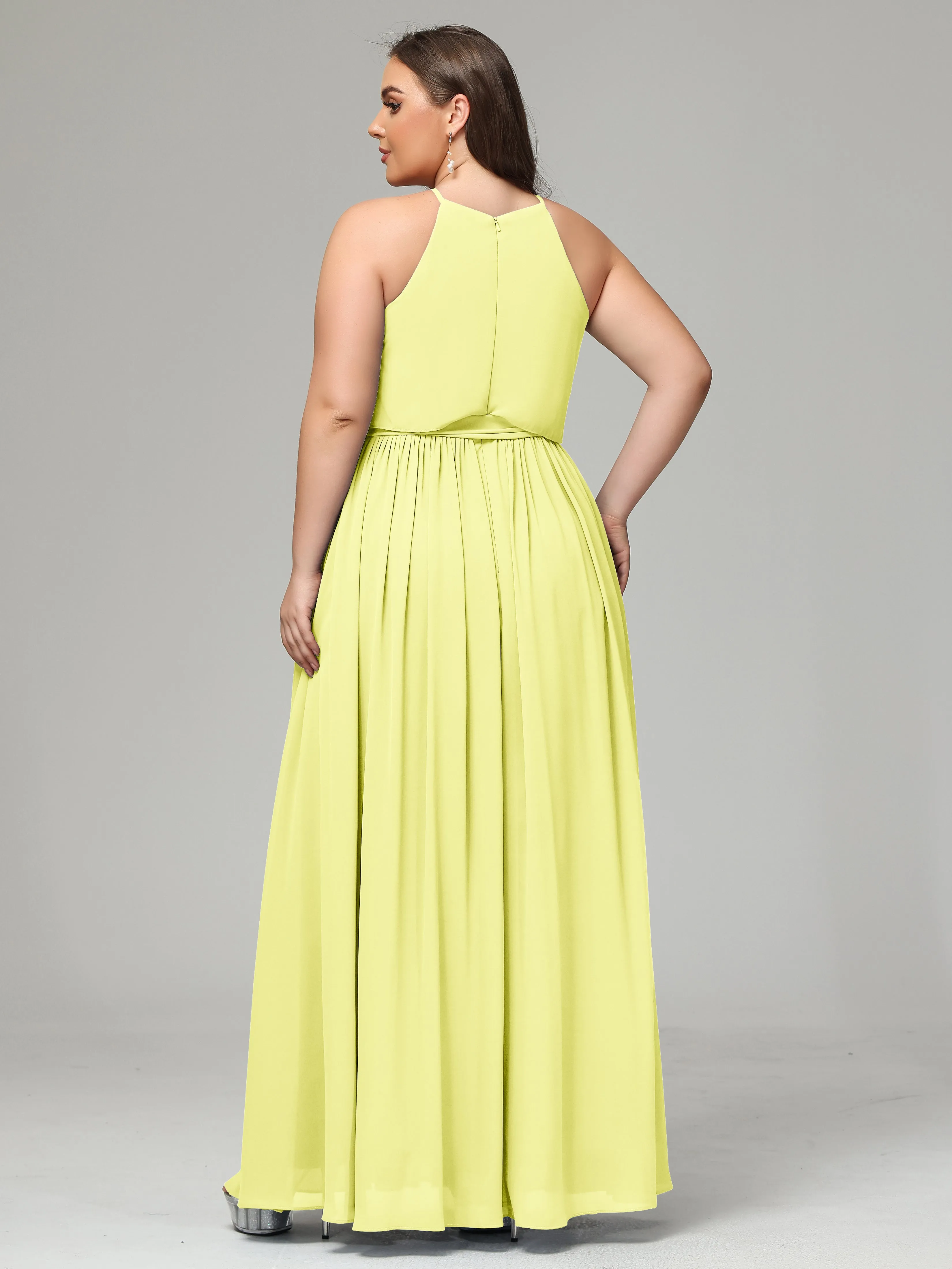 Halter Chiffon Bridesmaid Dress Plus Size
