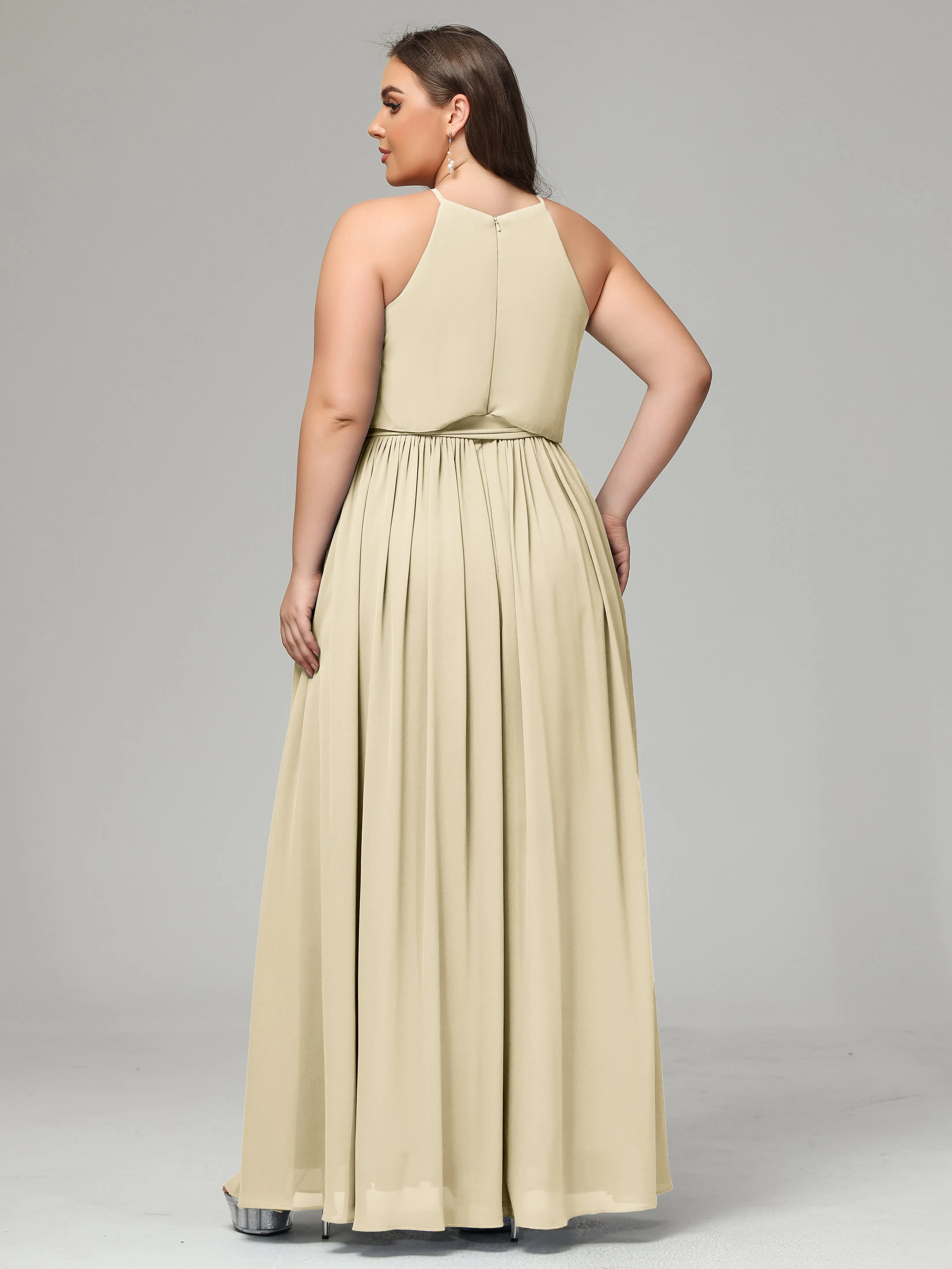 Halter Chiffon Bridesmaid Dress Plus Size