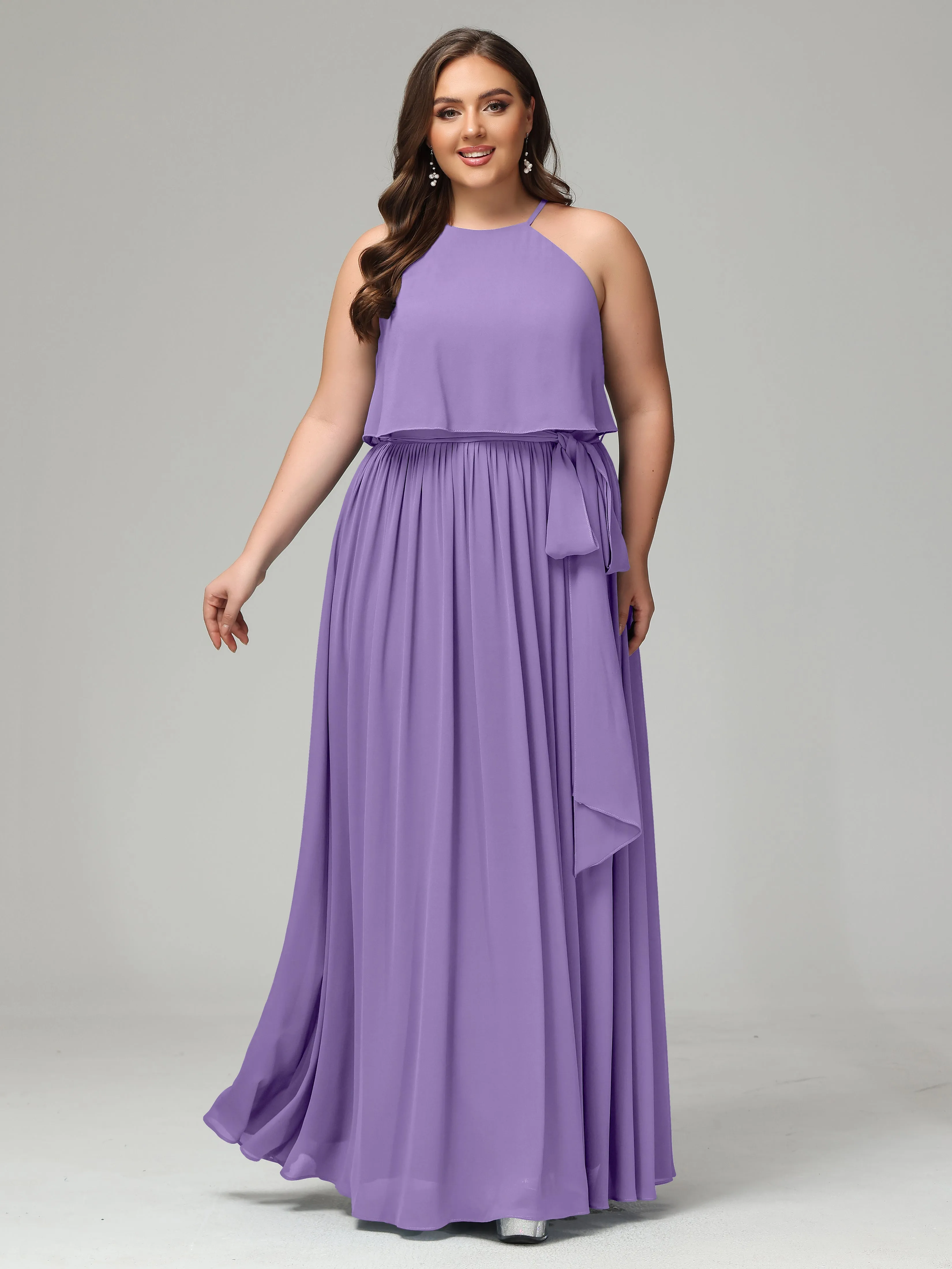 Halter Chiffon Bridesmaid Dress Plus Size