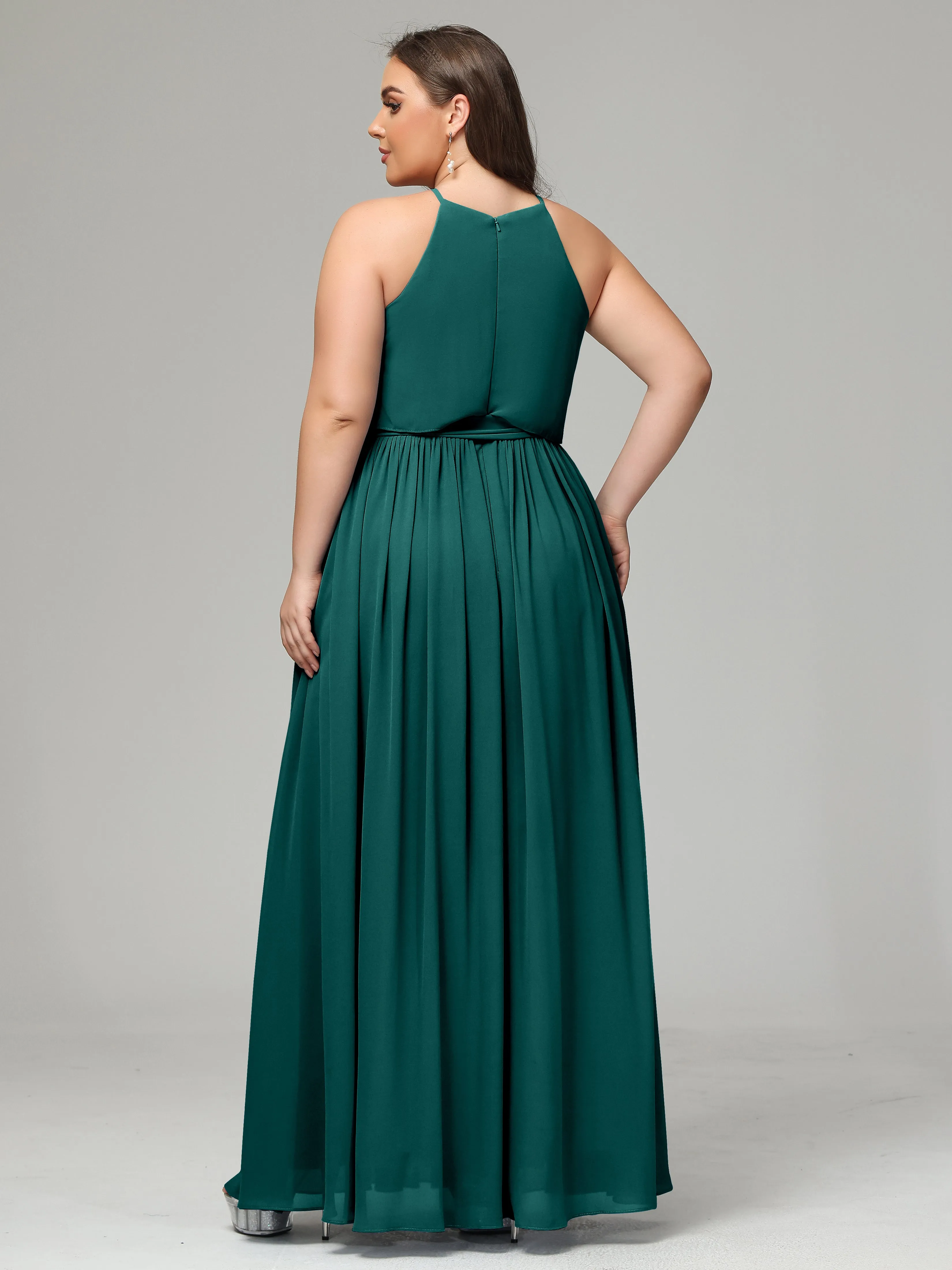 Halter Chiffon Bridesmaid Dress Plus Size