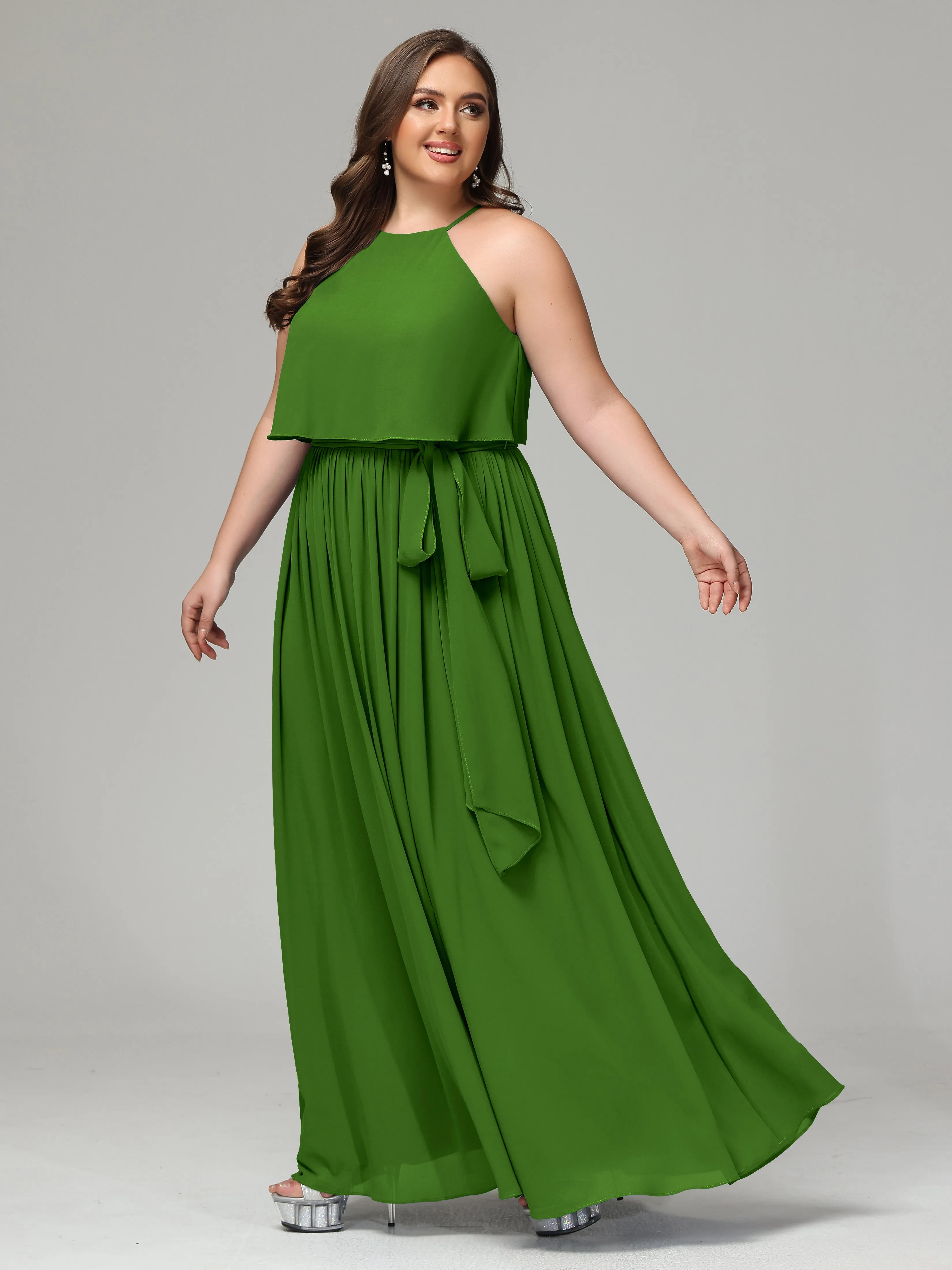 Halter Chiffon Bridesmaid Dress Plus Size