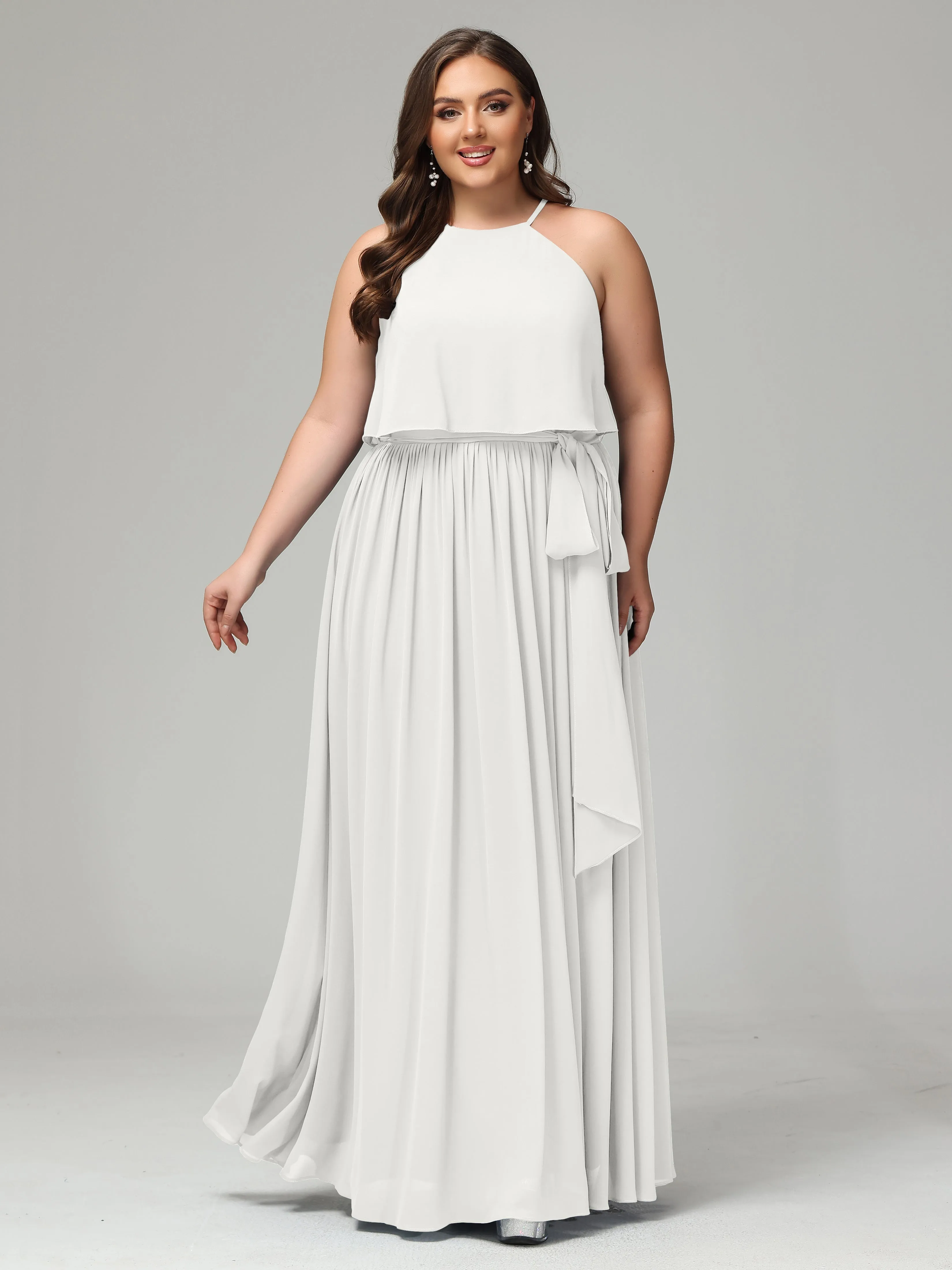 Halter Chiffon Bridesmaid Dress Plus Size