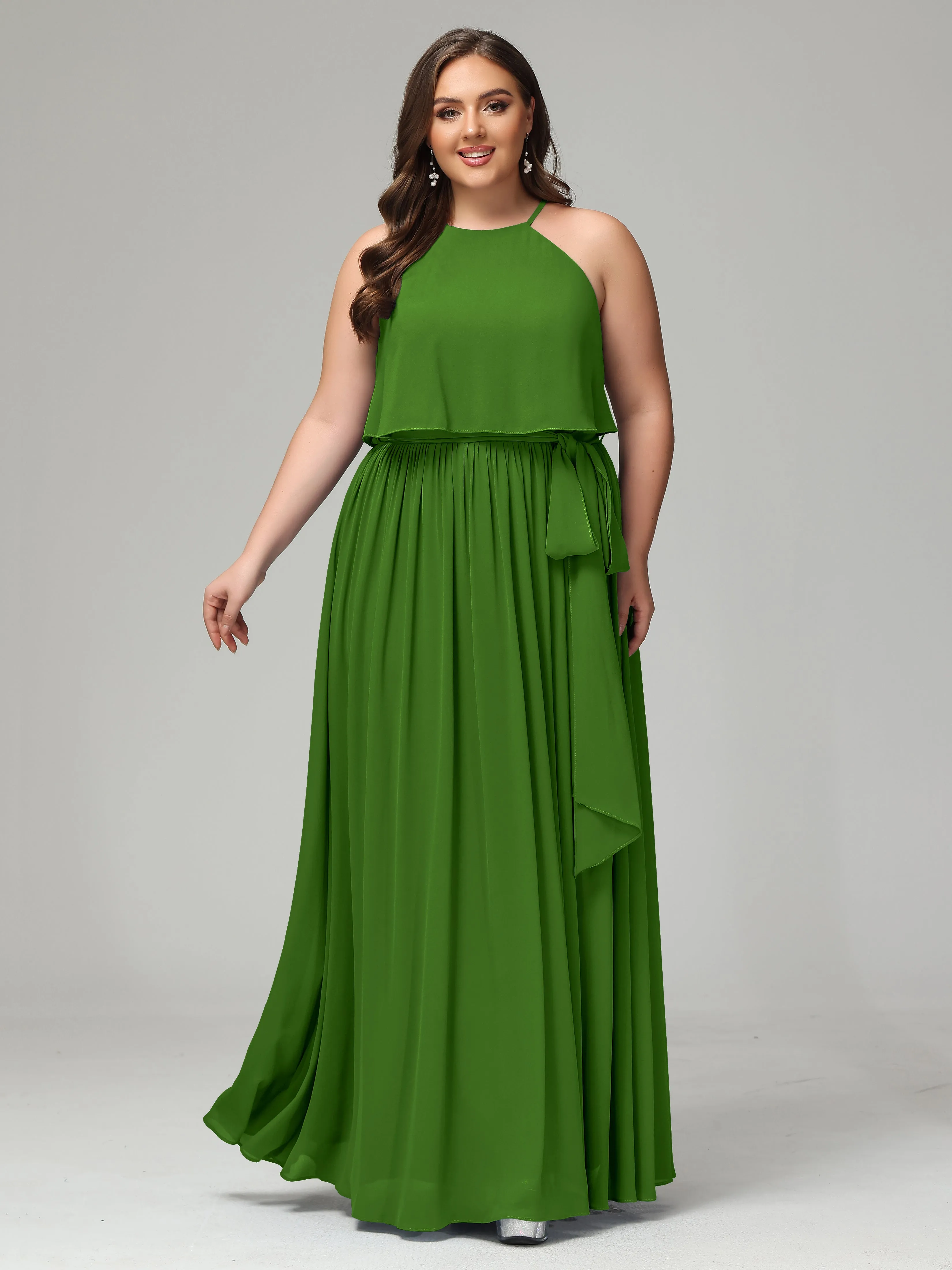 Halter Chiffon Bridesmaid Dress Plus Size