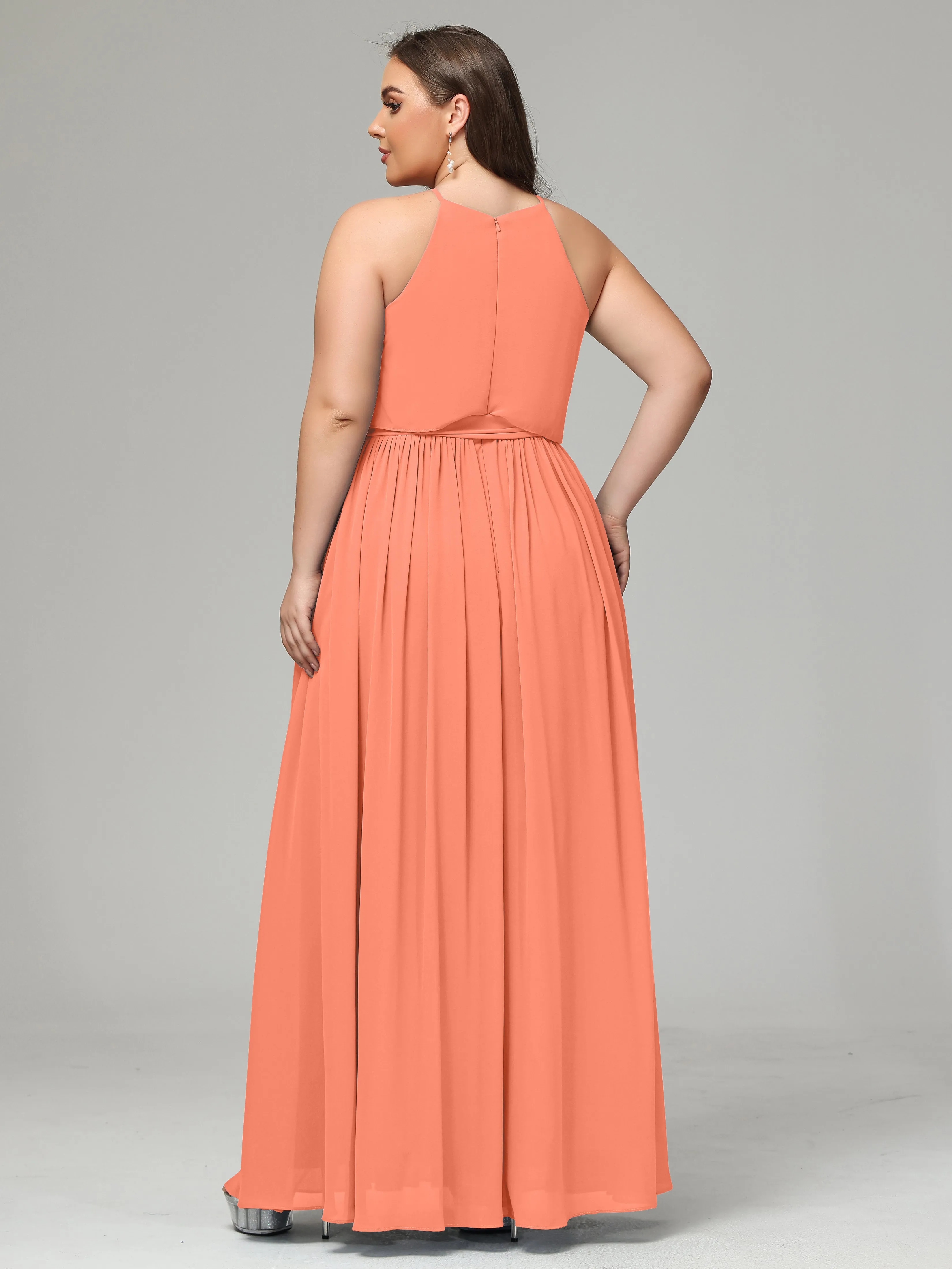 Halter Chiffon Bridesmaid Dress Plus Size