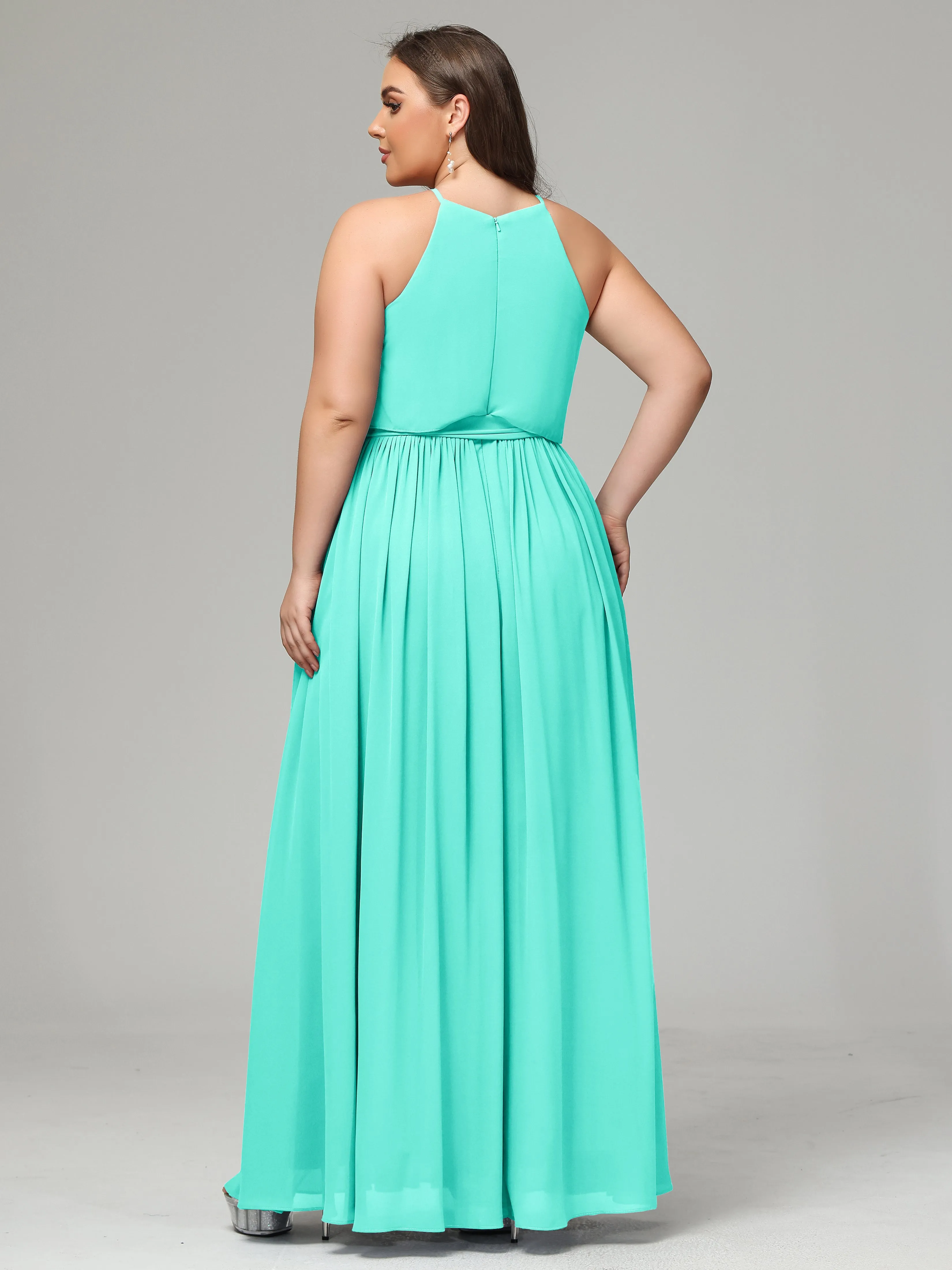 Halter Chiffon Bridesmaid Dress Plus Size