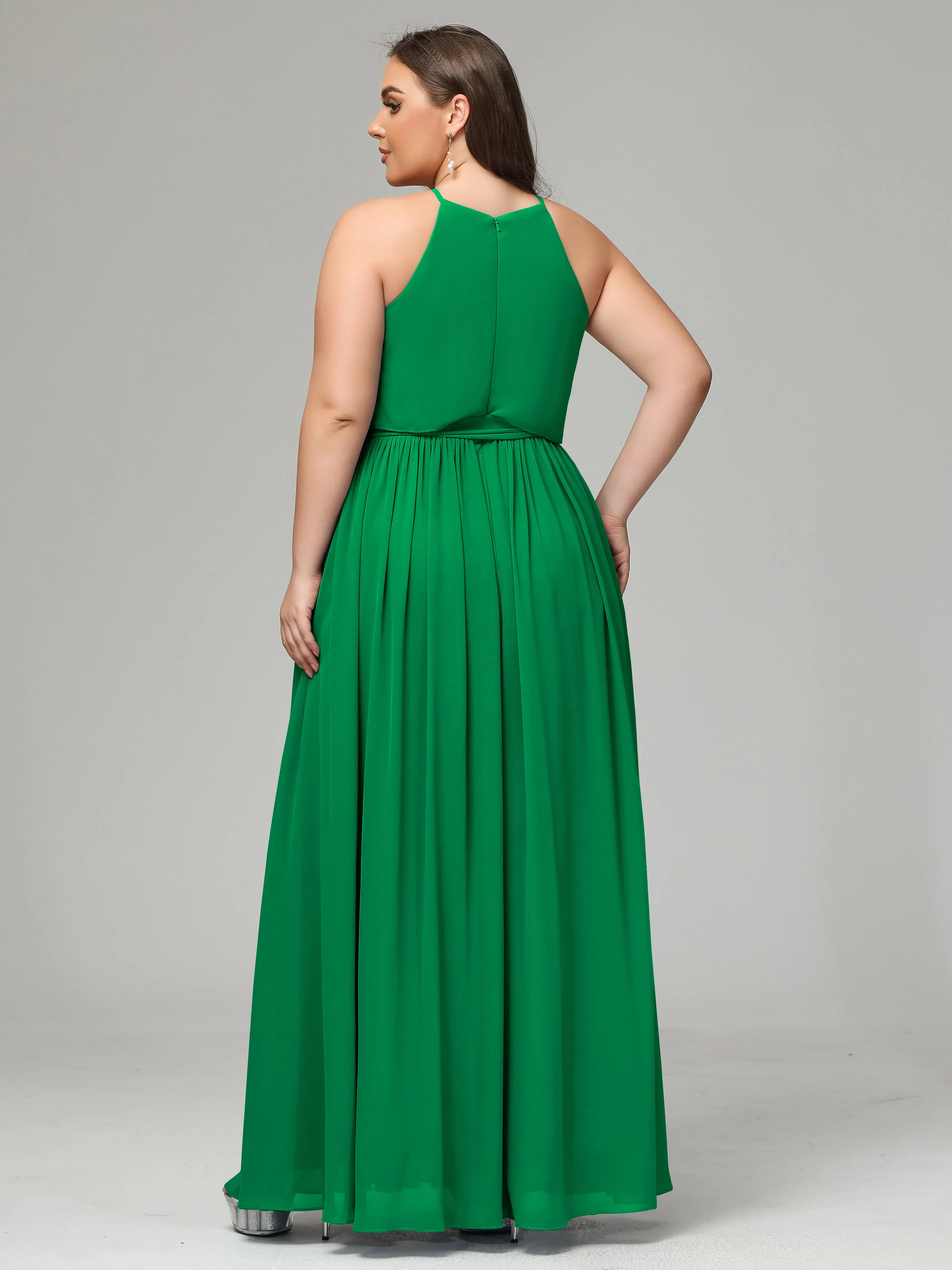Halter Chiffon Bridesmaid Dress Plus Size