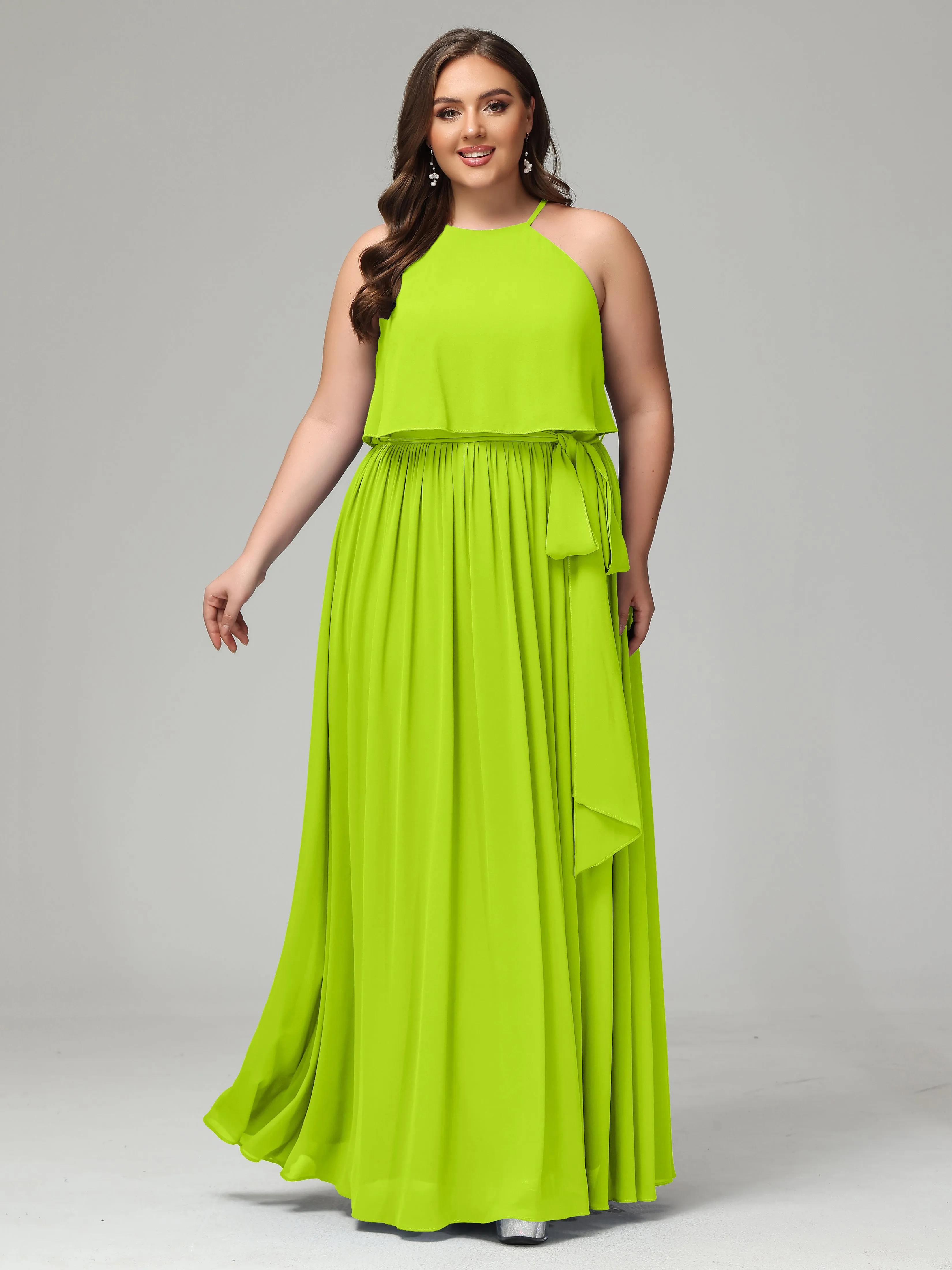 Halter Chiffon Bridesmaid Dress Plus Size