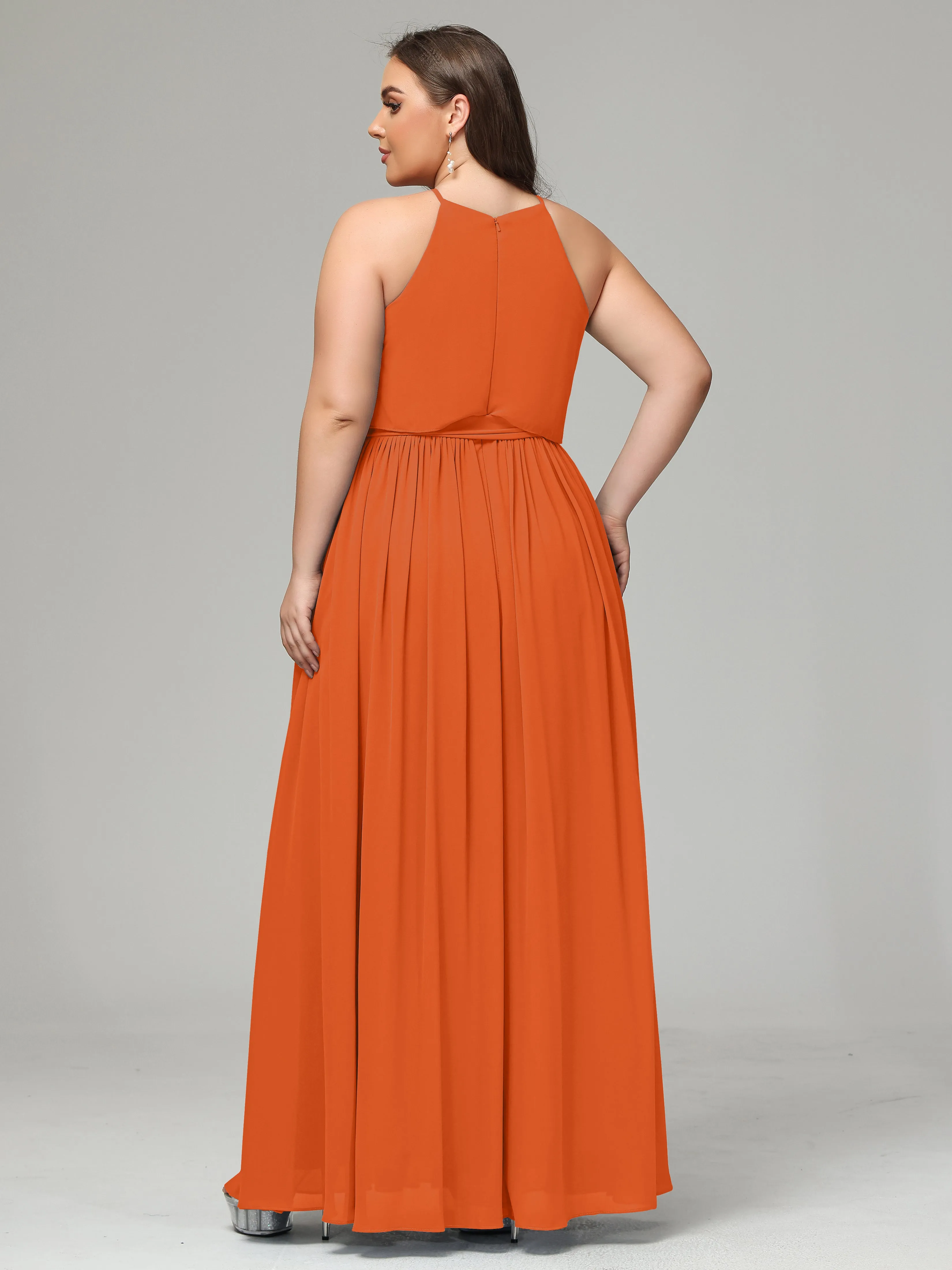 Halter Chiffon Bridesmaid Dress Plus Size