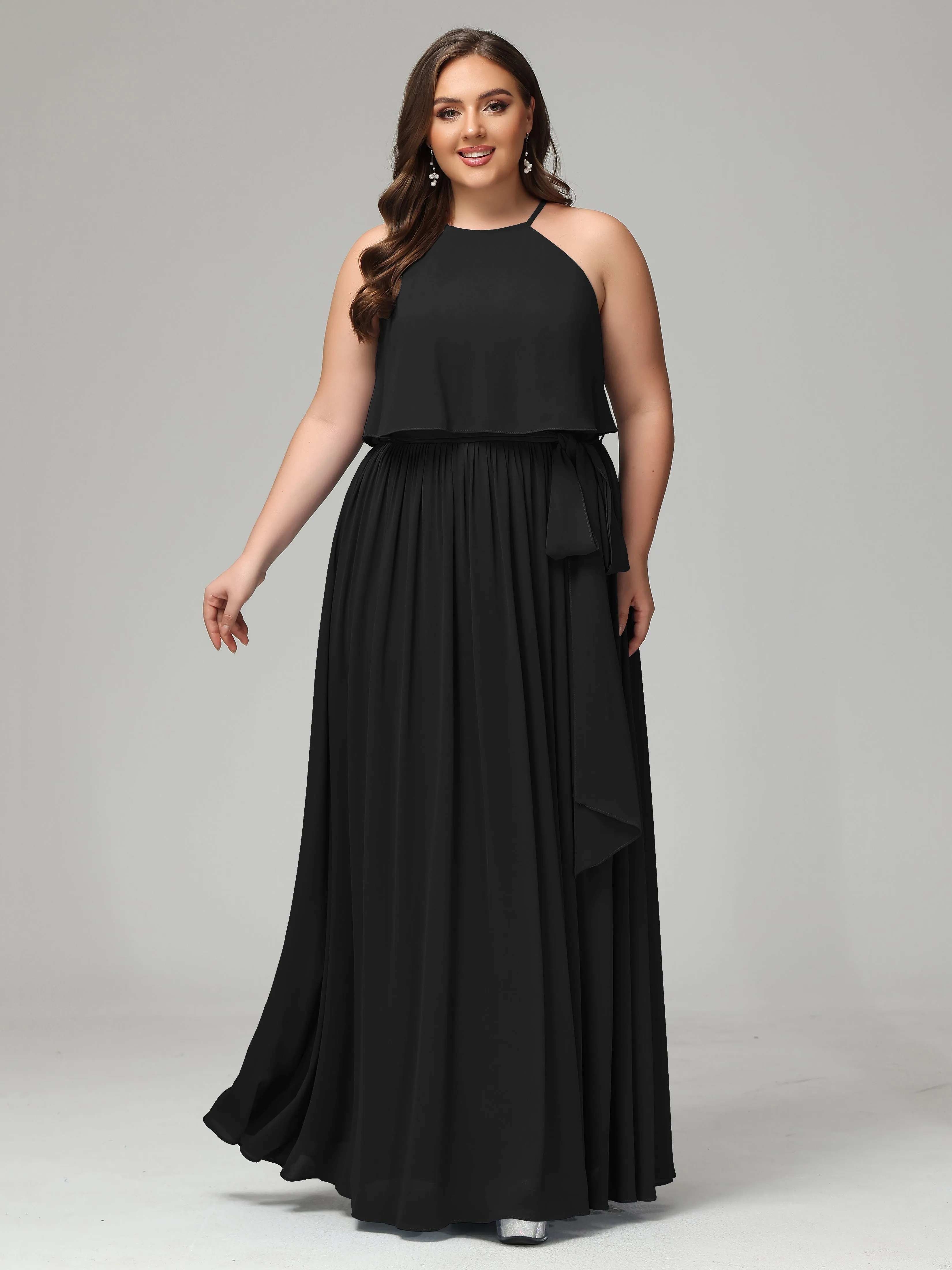 Halter Chiffon Bridesmaid Dress Plus Size