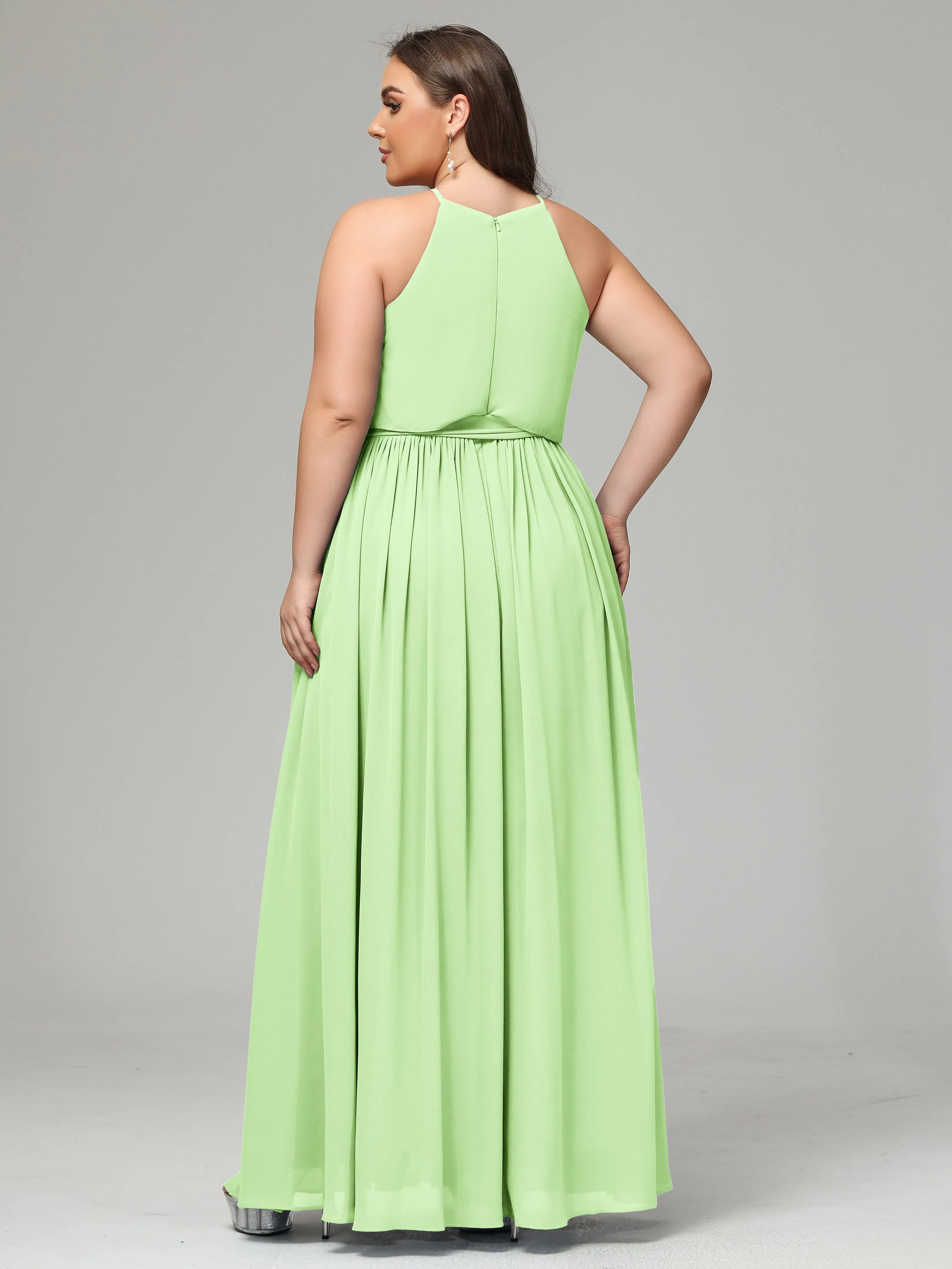 Halter Chiffon Bridesmaid Dress Plus Size