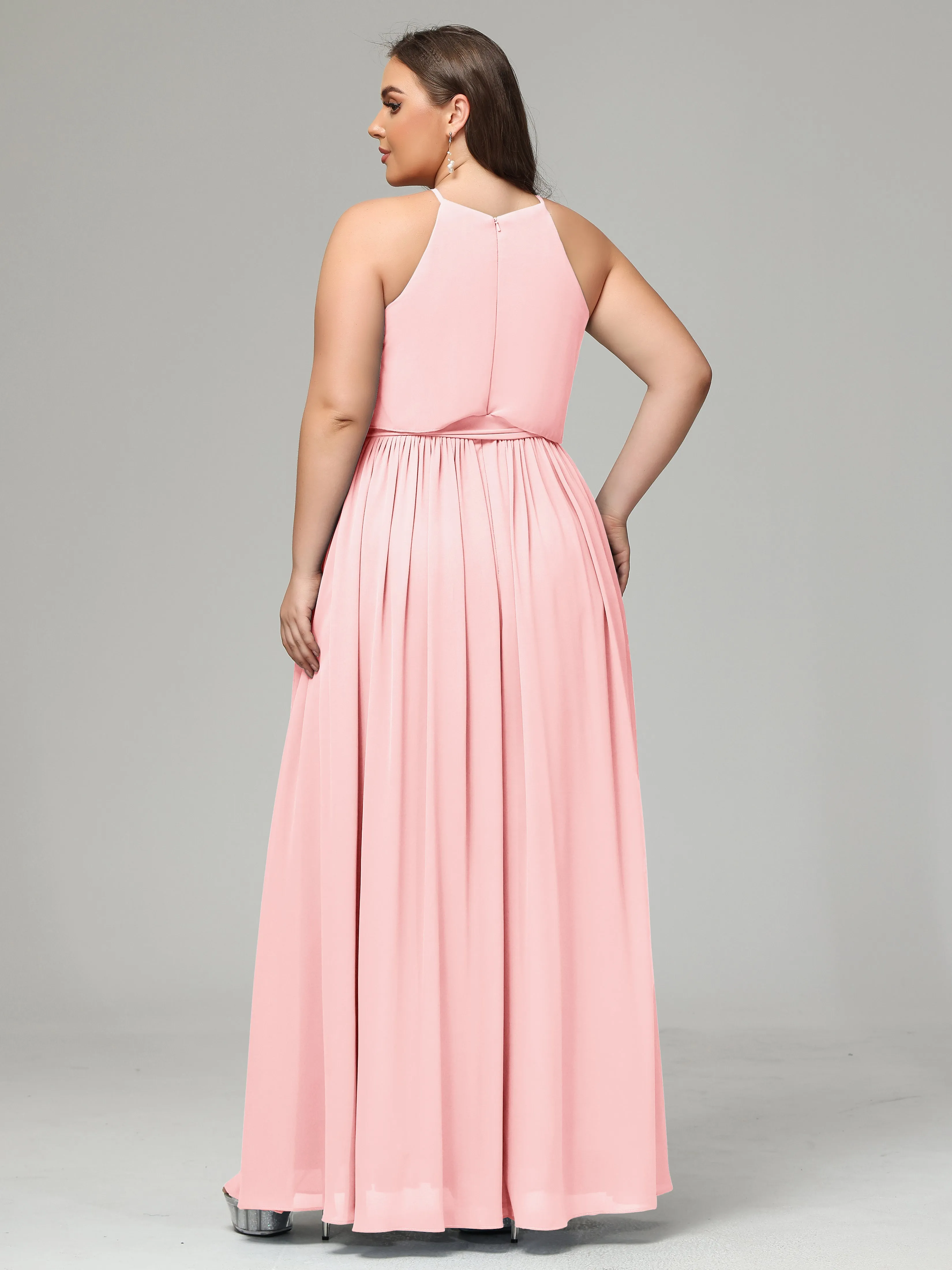 Halter Chiffon Bridesmaid Dress Plus Size