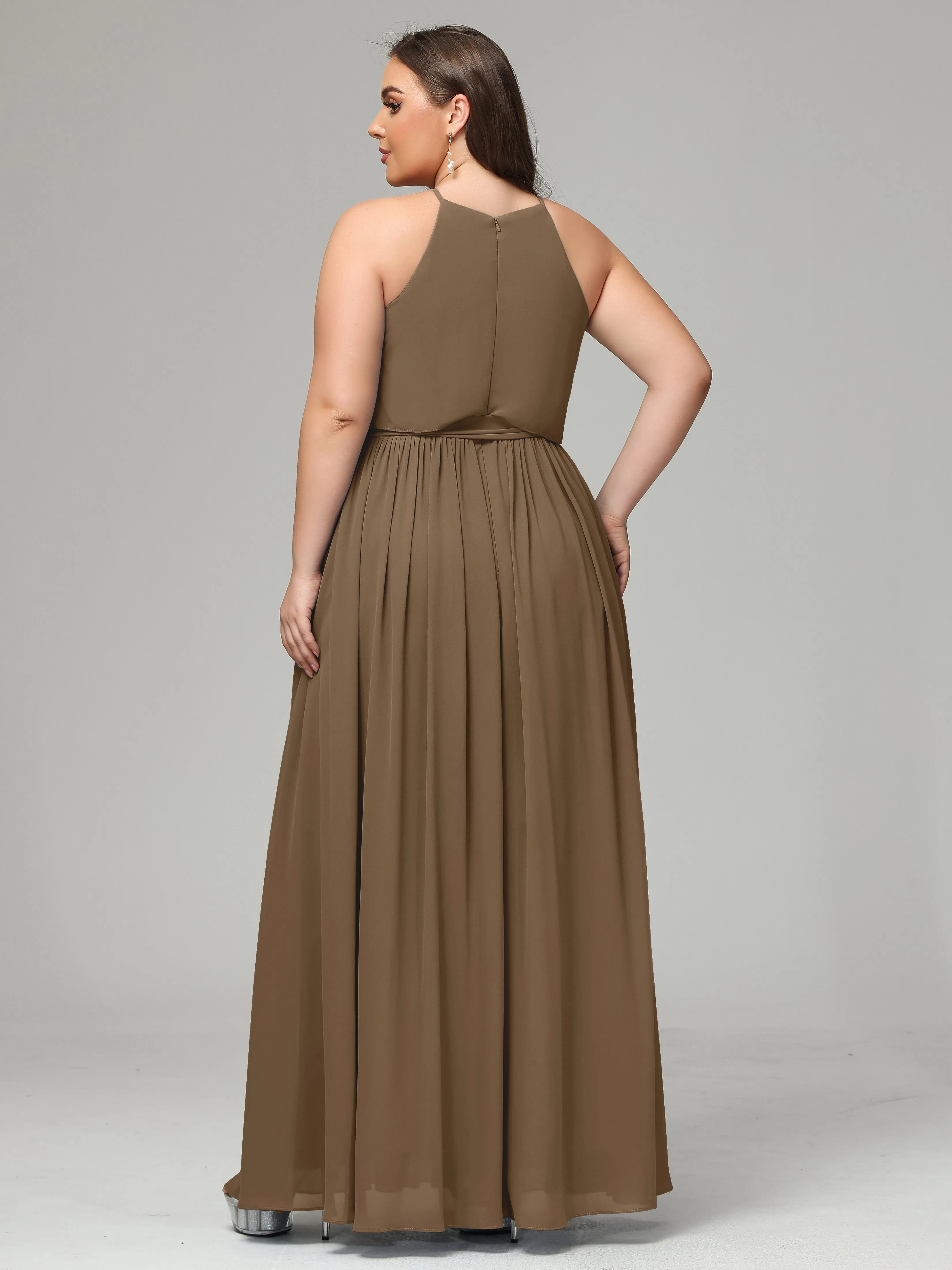 Halter Chiffon Bridesmaid Dress Plus Size