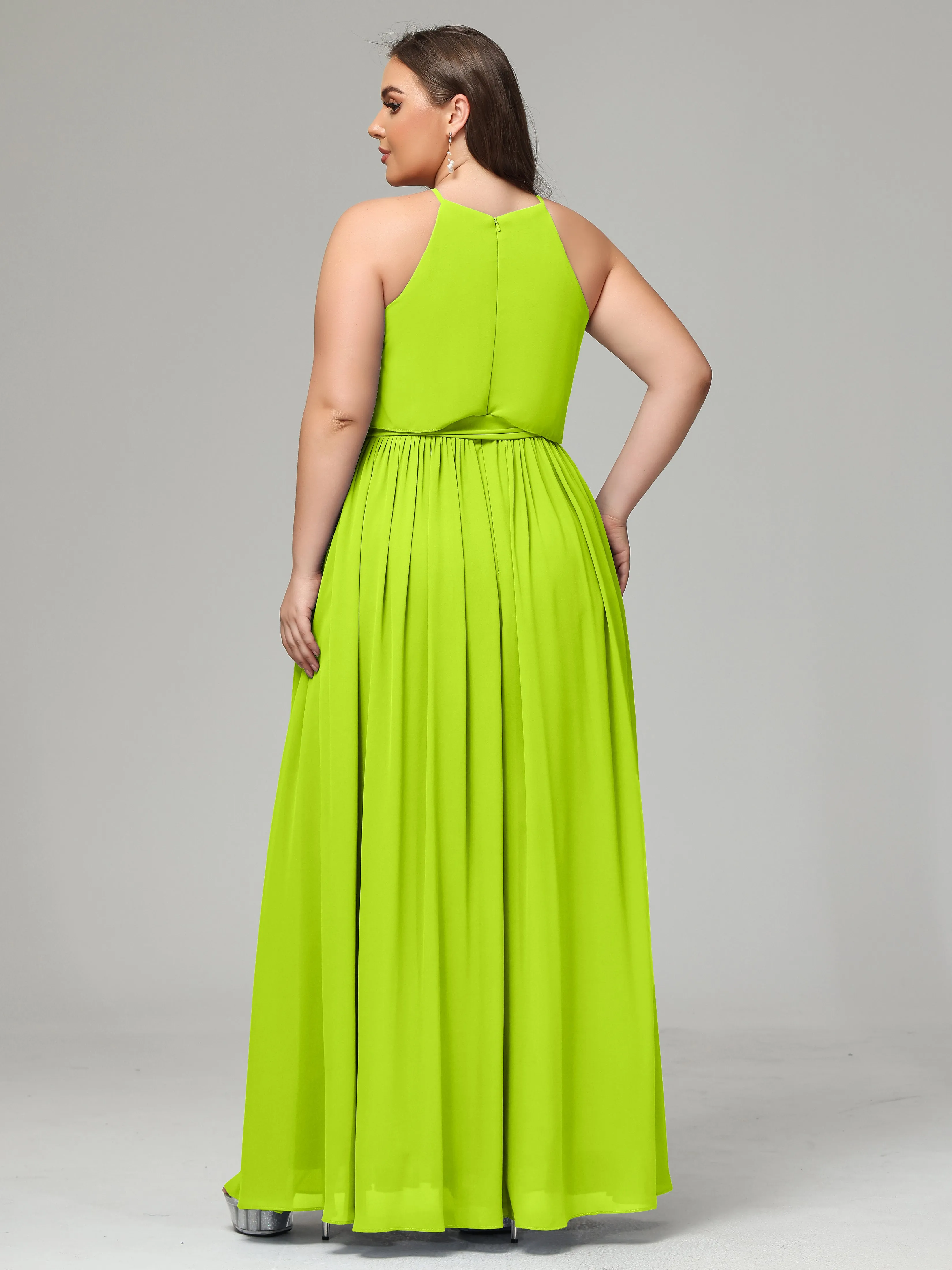 Halter Chiffon Bridesmaid Dress Plus Size