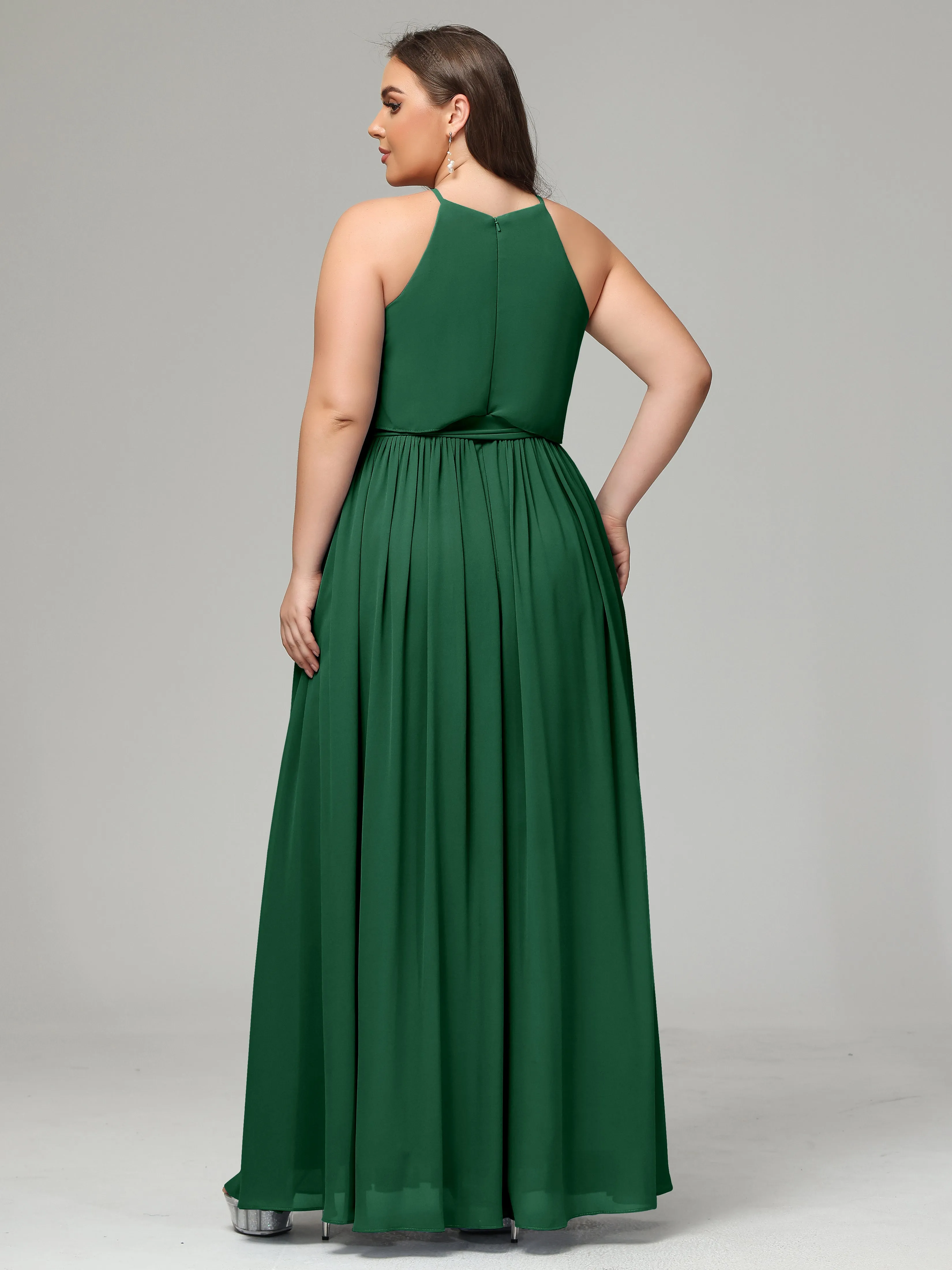 Halter Chiffon Bridesmaid Dress Plus Size
