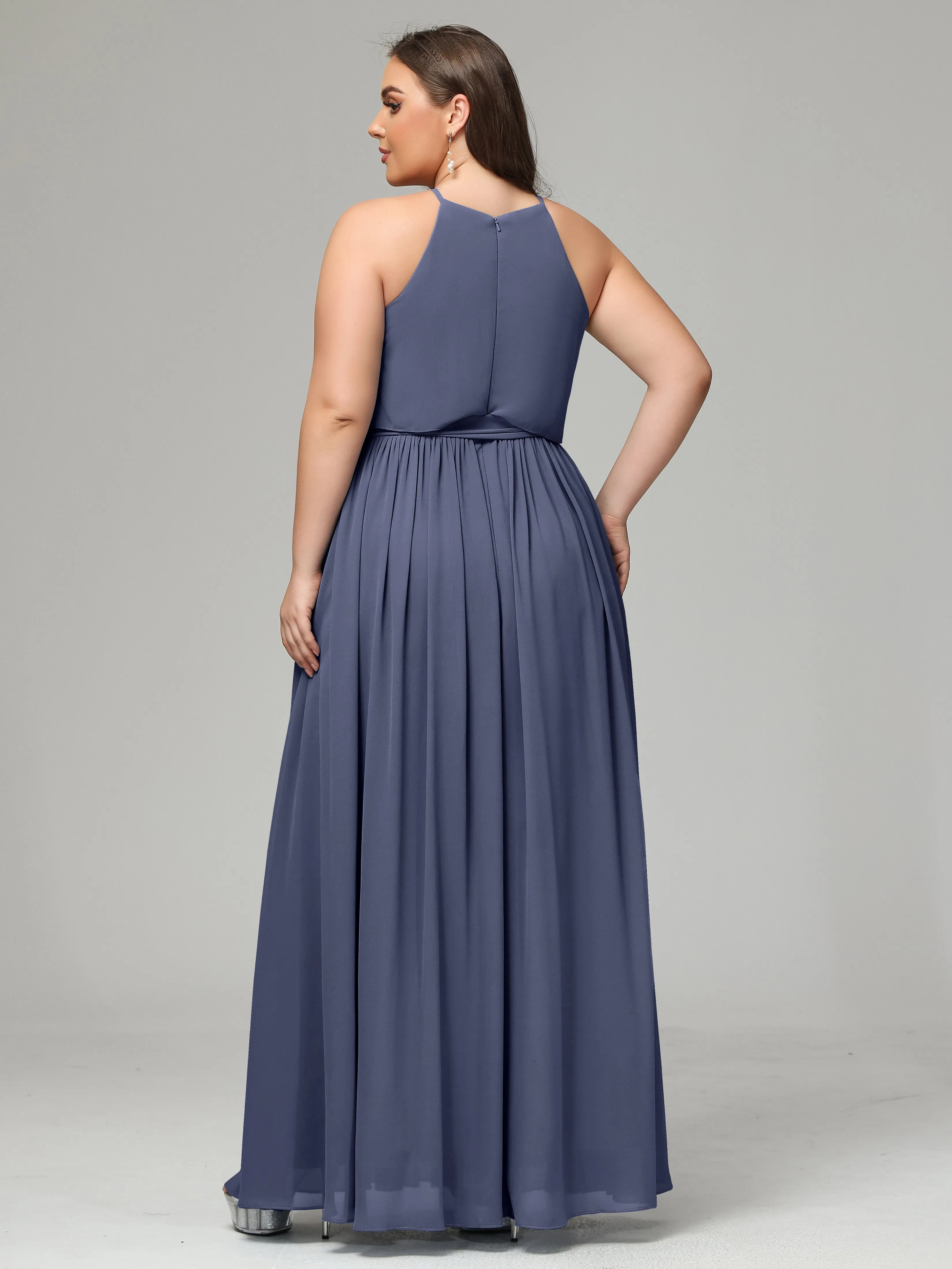 Halter Chiffon Bridesmaid Dress Plus Size