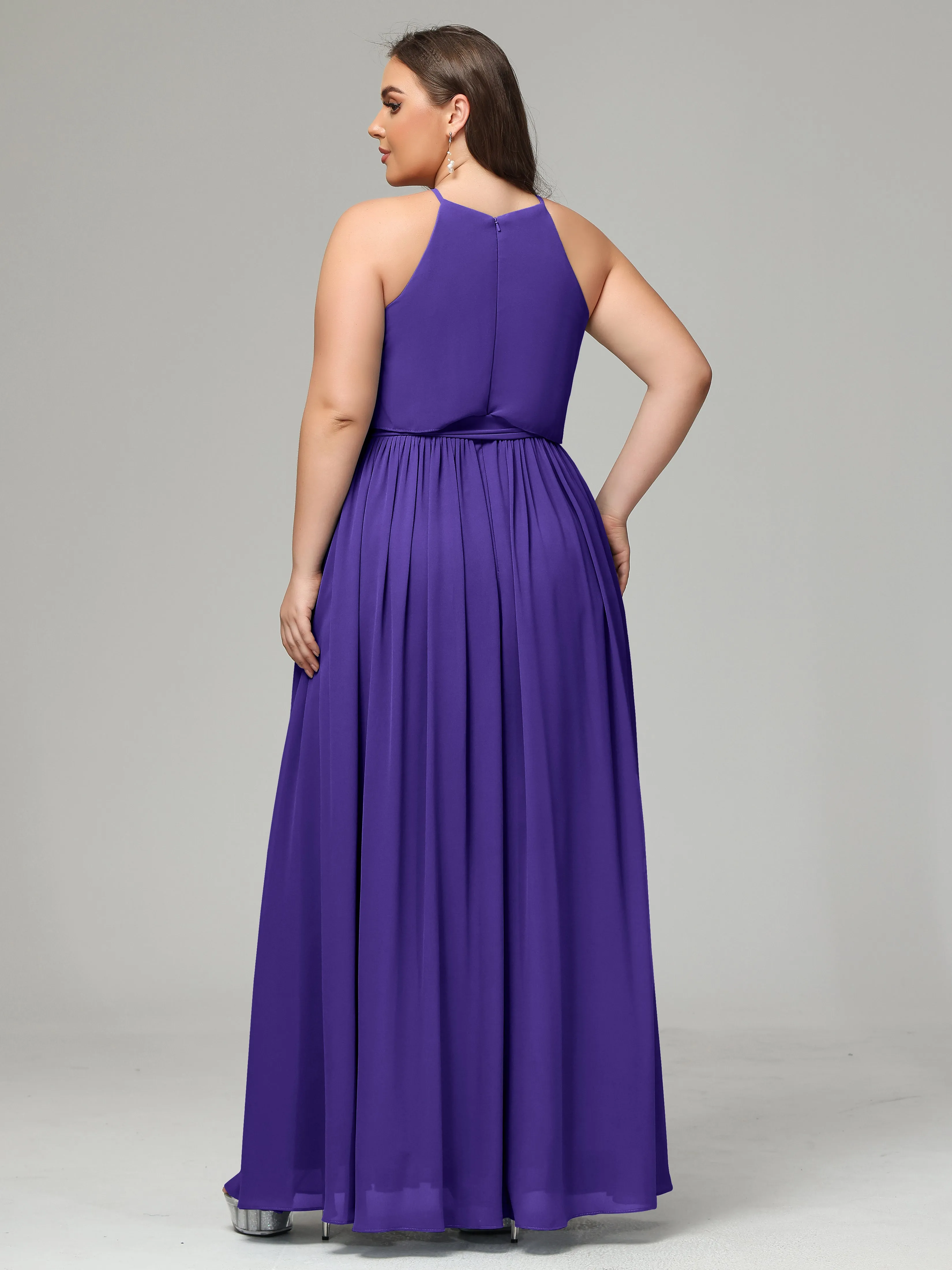 Halter Chiffon Bridesmaid Dress Plus Size