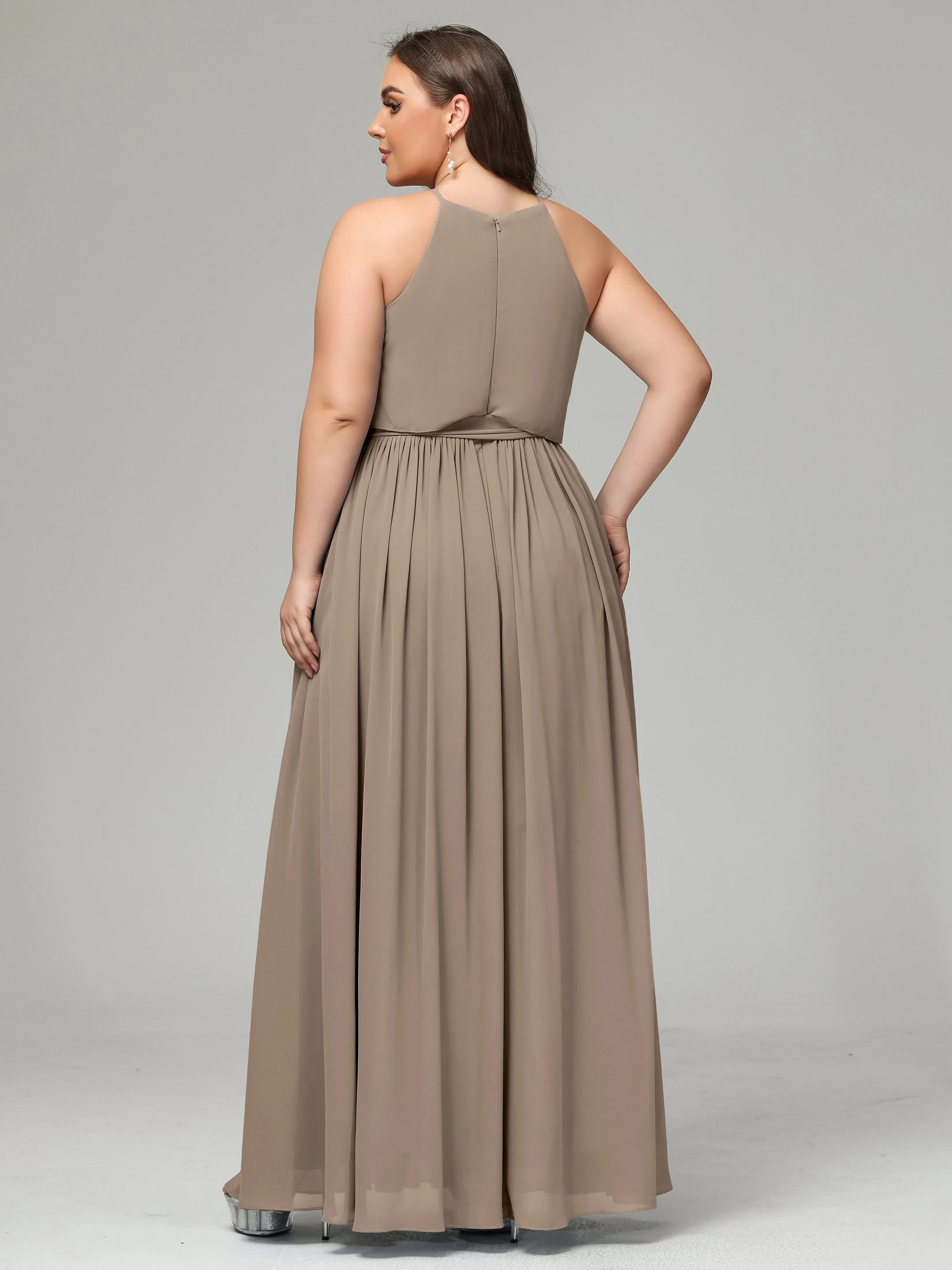 Halter Chiffon Bridesmaid Dress Plus Size
