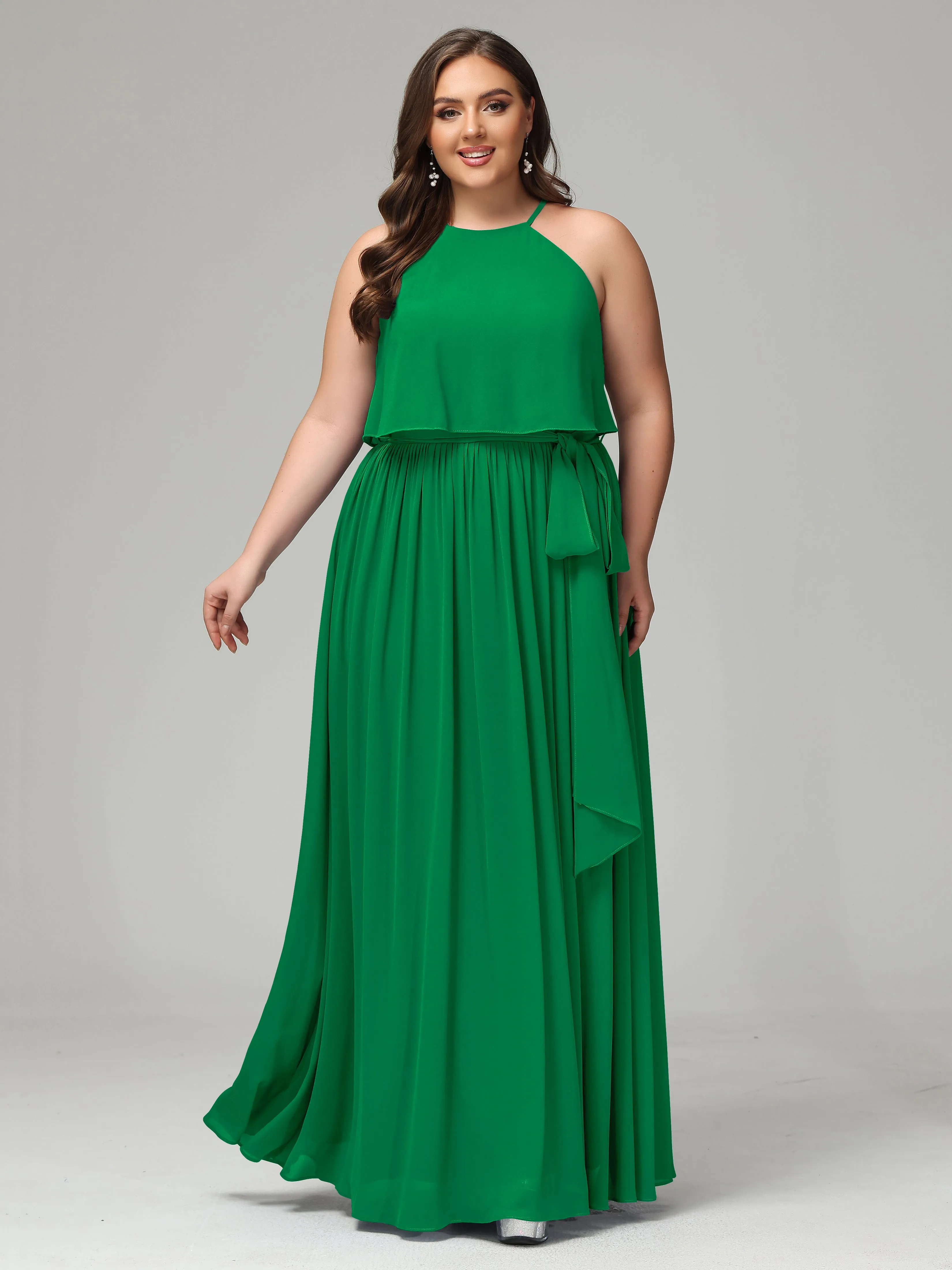 Halter Chiffon Bridesmaid Dress Plus Size