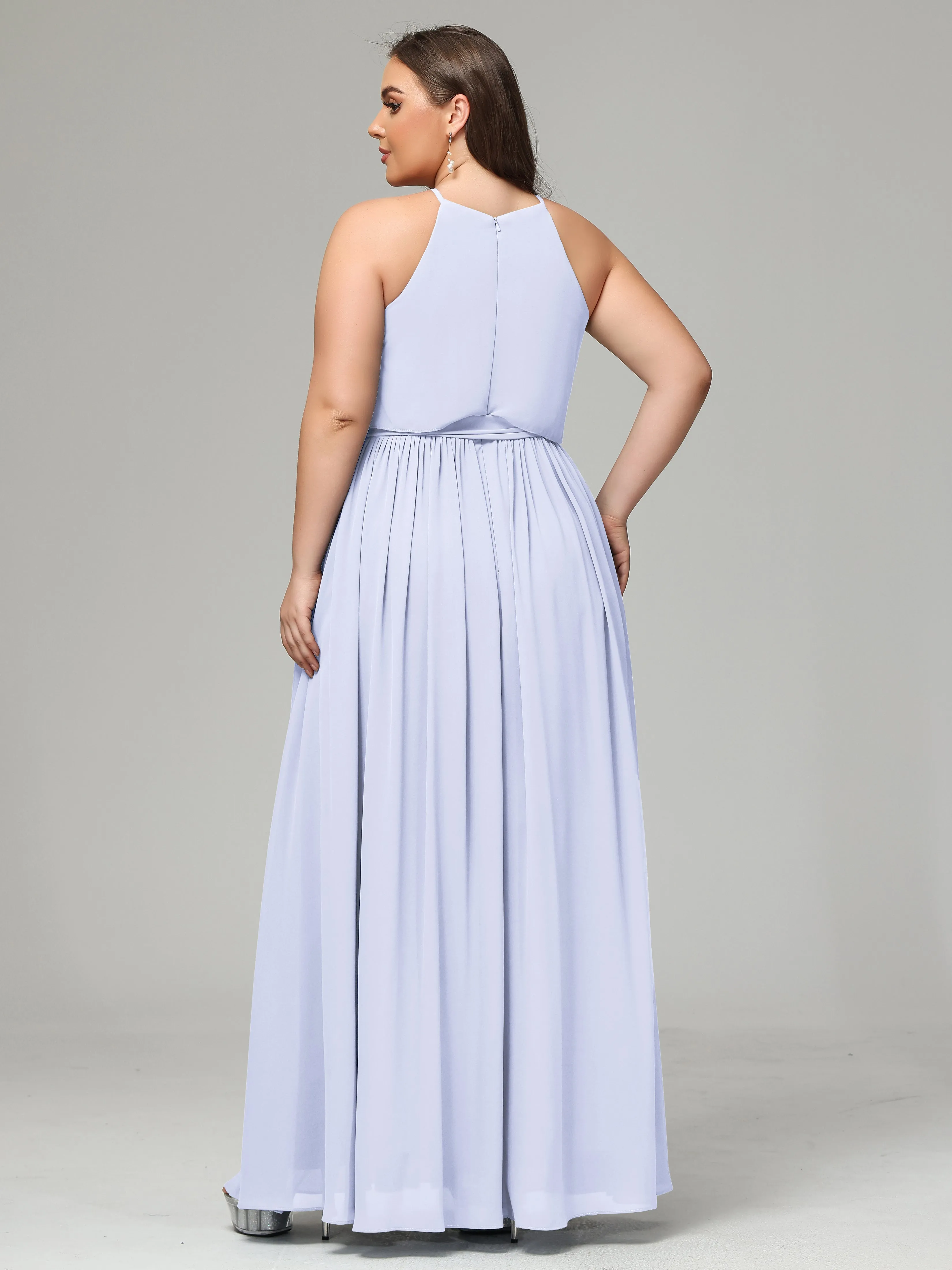Halter Chiffon Bridesmaid Dress Plus Size