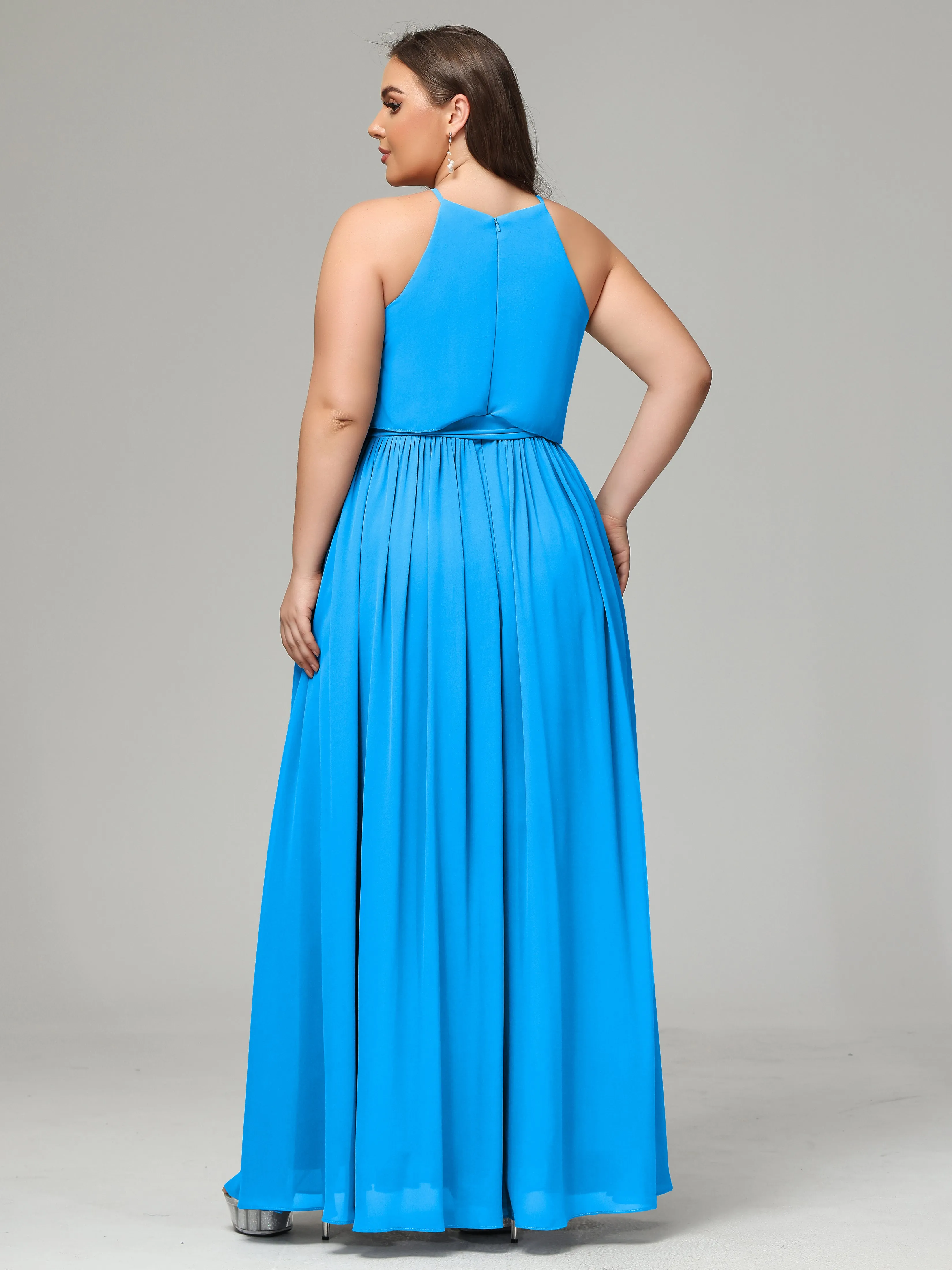 Halter Chiffon Bridesmaid Dress Plus Size