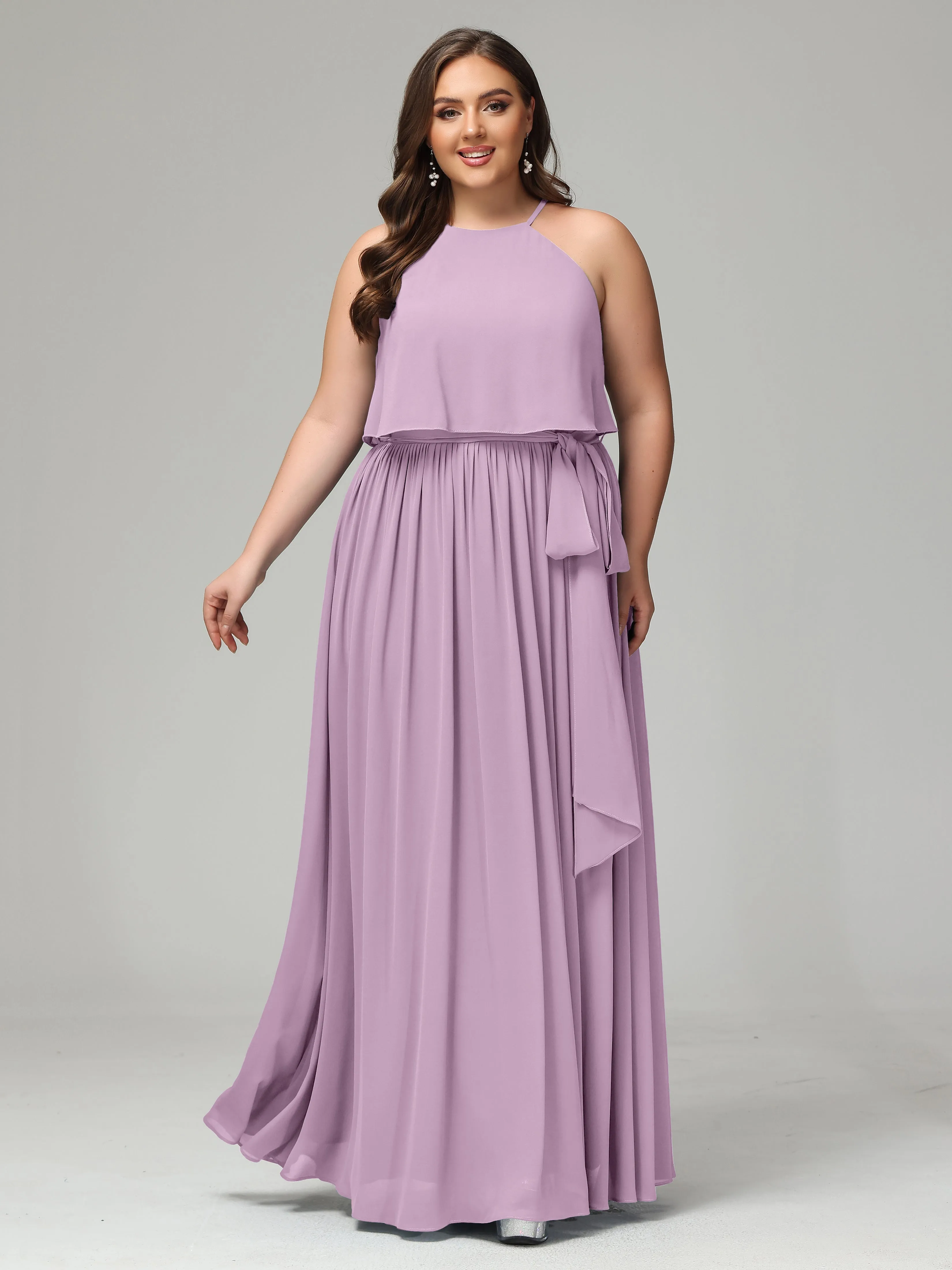 Halter Chiffon Bridesmaid Dress Plus Size