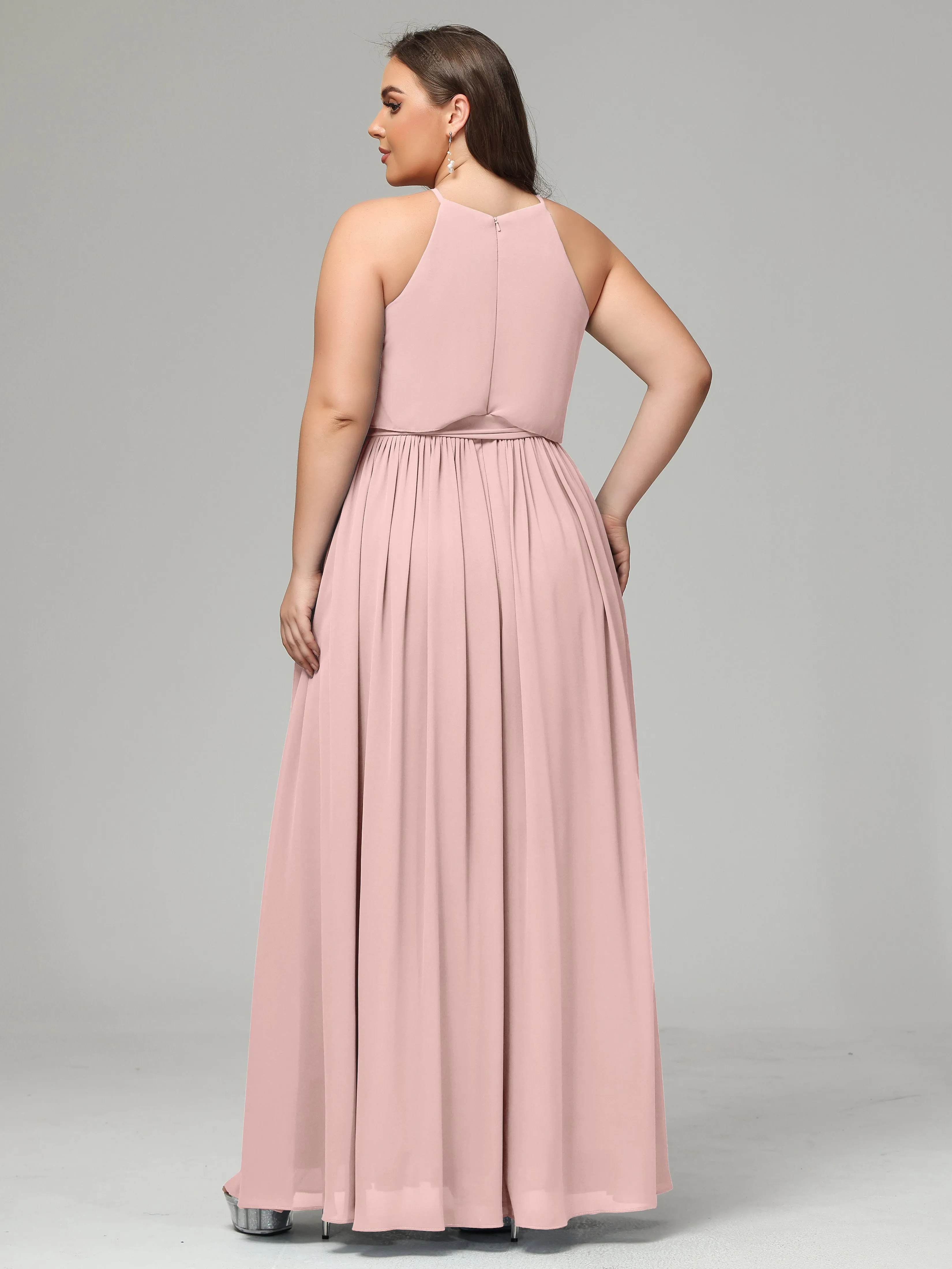 Halter Chiffon Bridesmaid Dress Plus Size