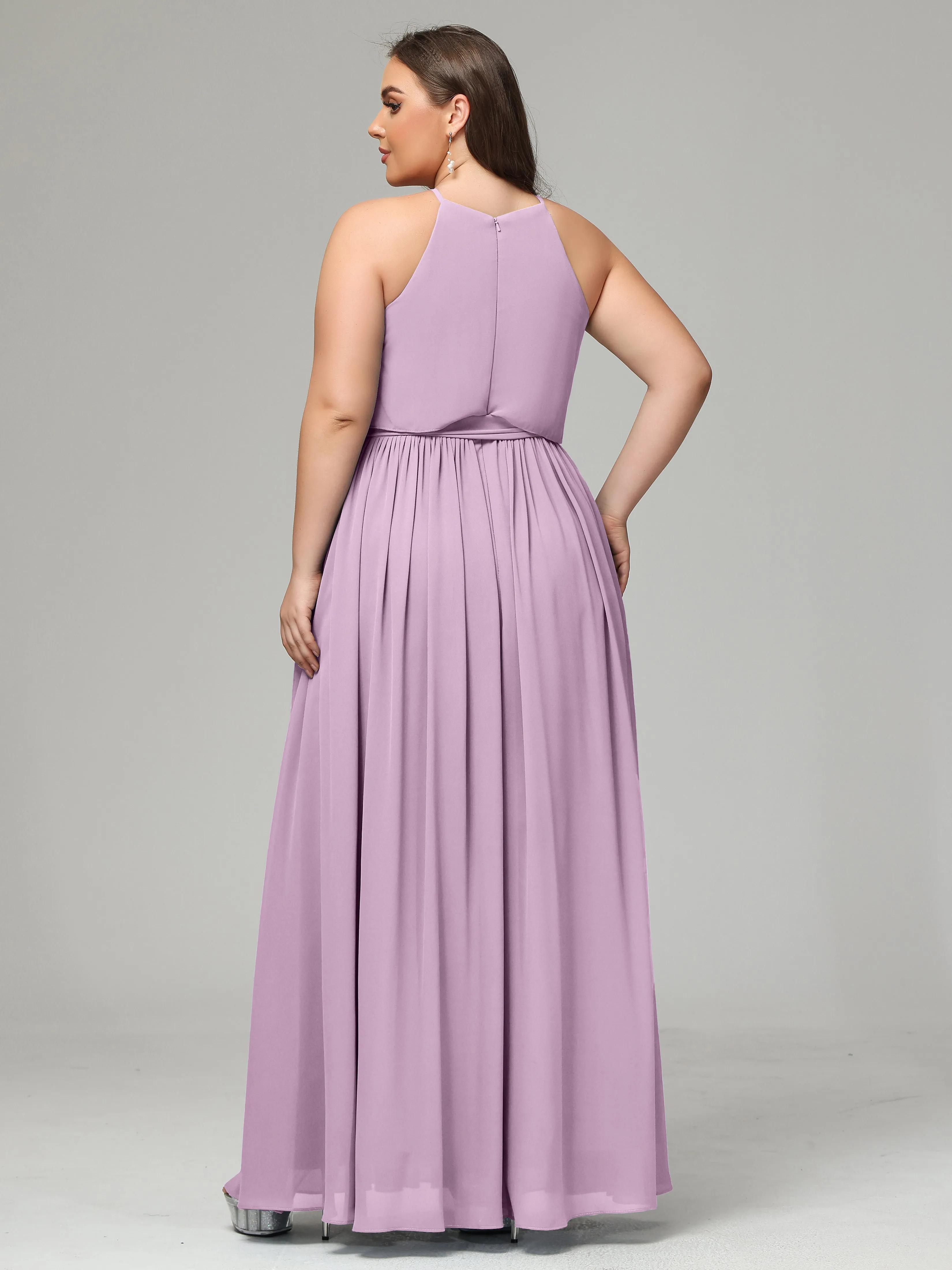 Halter Chiffon Bridesmaid Dress Plus Size