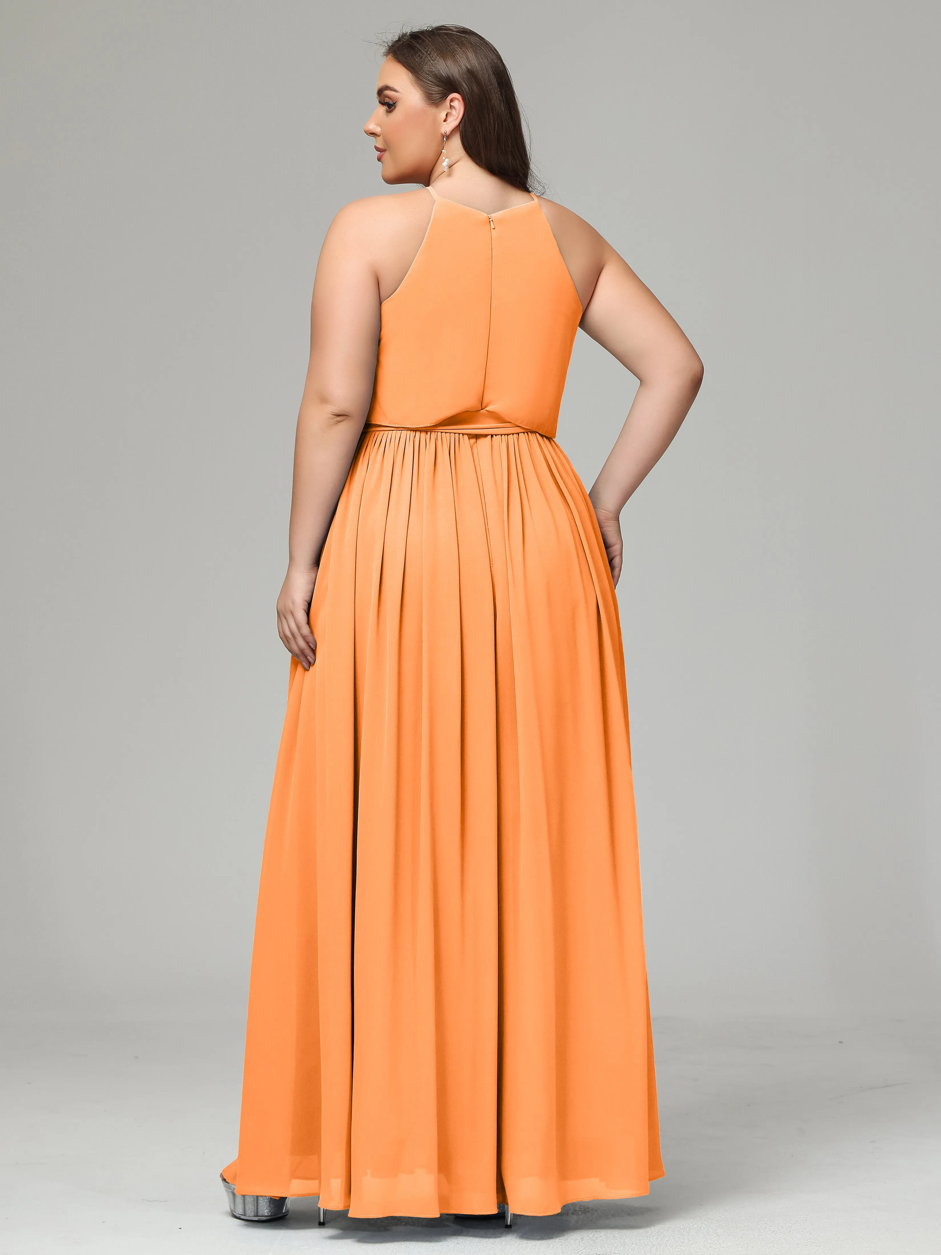 Halter Chiffon Bridesmaid Dress Plus Size