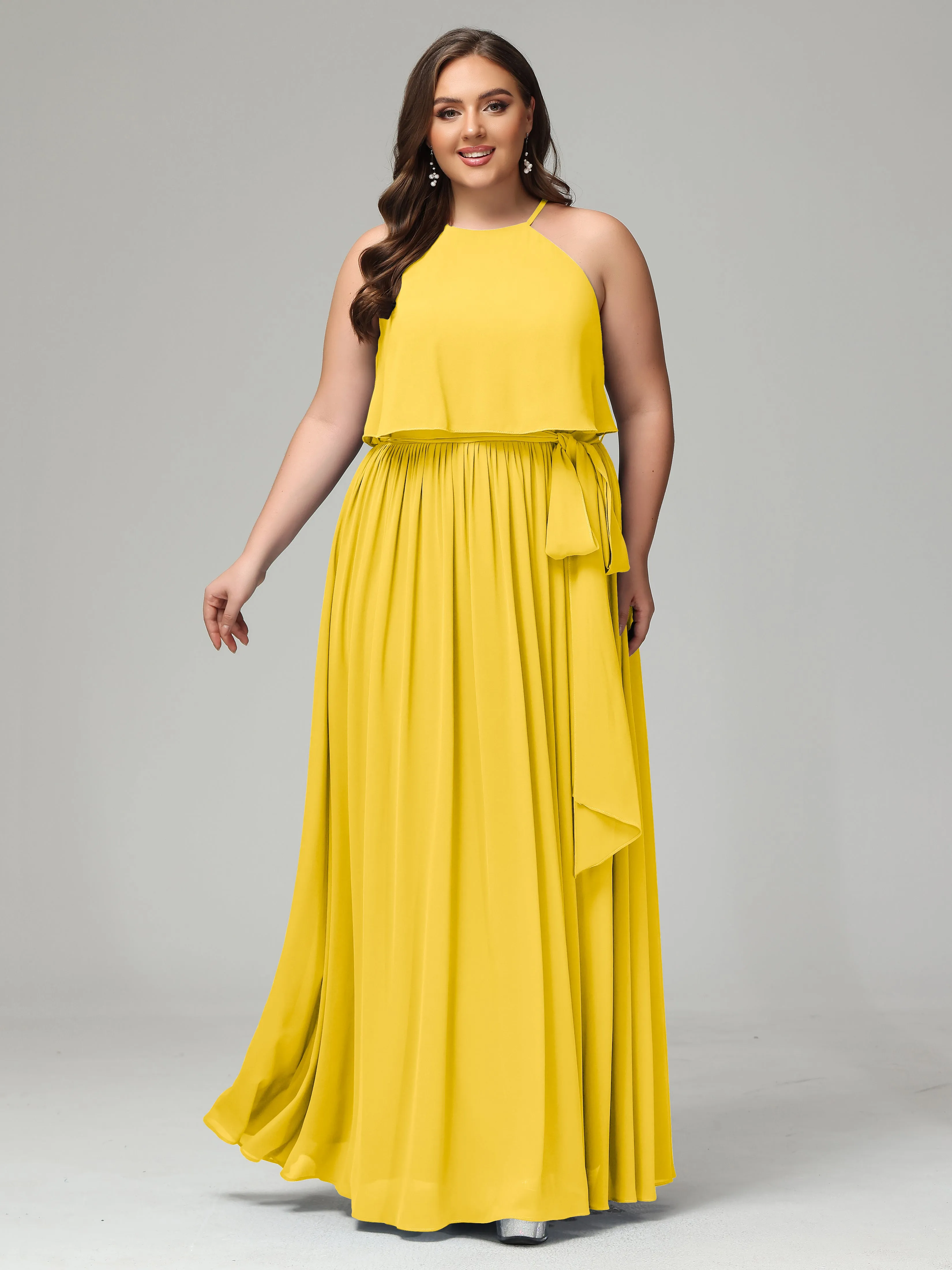 Halter Chiffon Bridesmaid Dress Plus Size