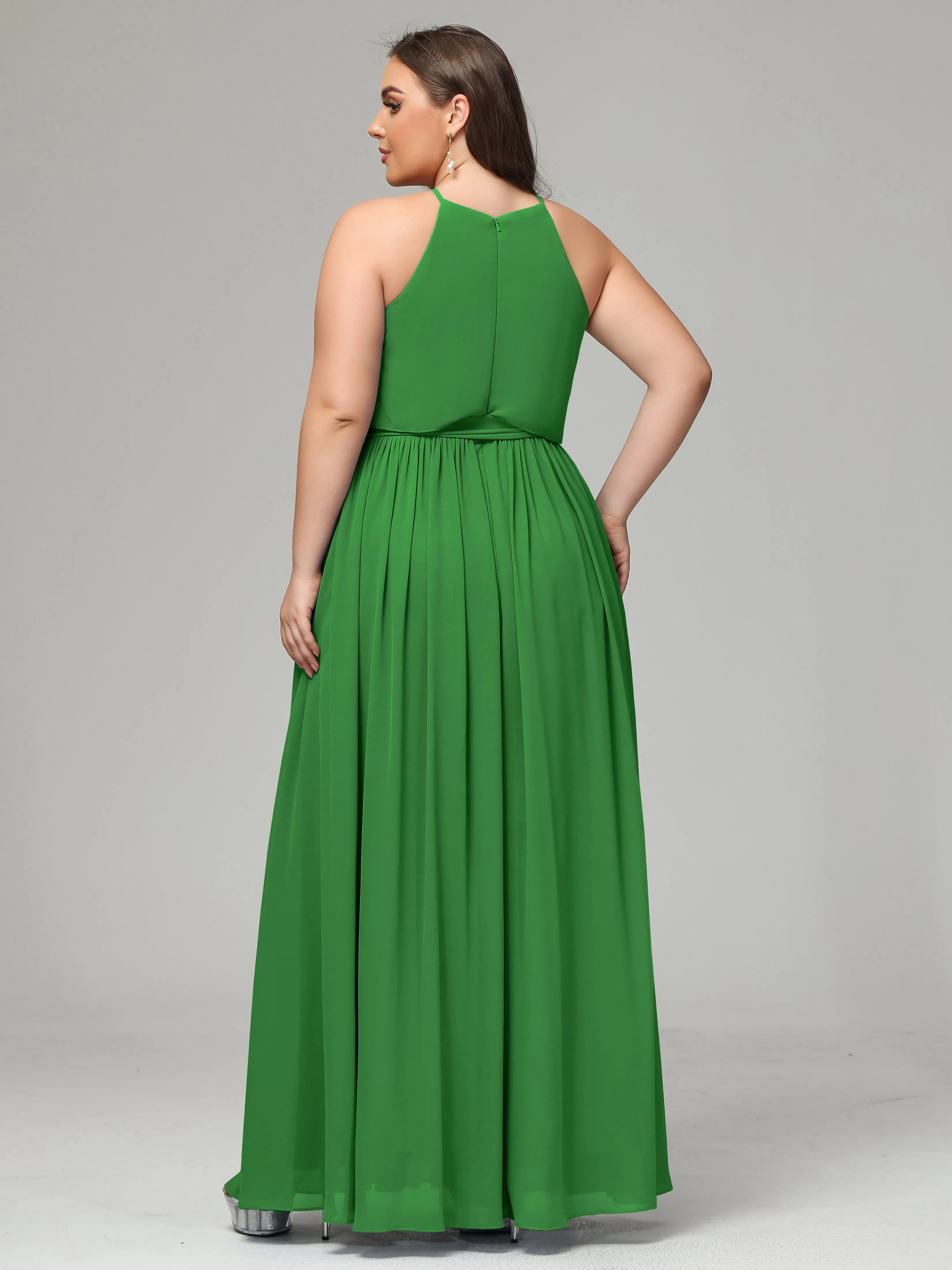 Halter Chiffon Bridesmaid Dress Plus Size