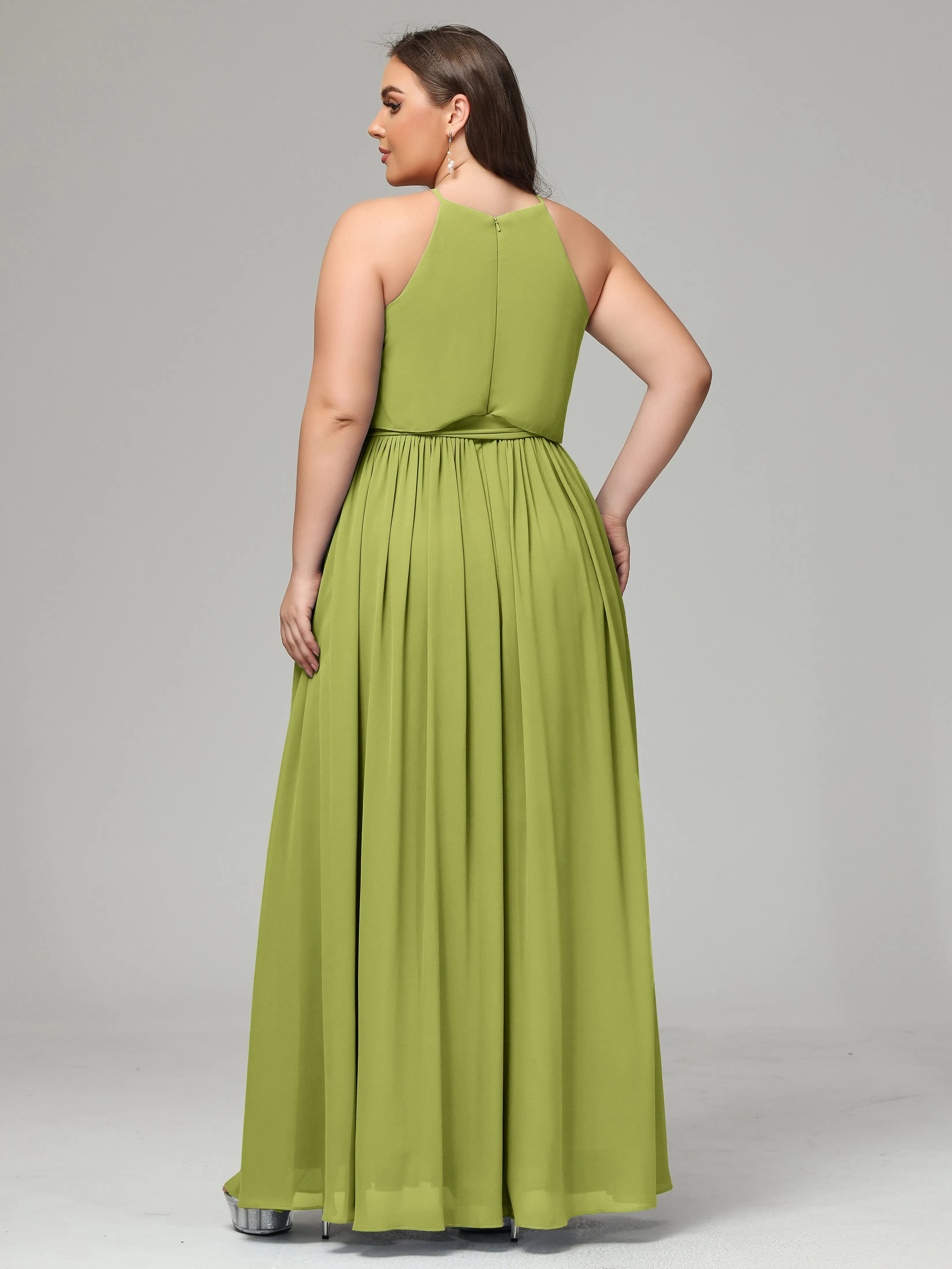 Halter Chiffon Bridesmaid Dress Plus Size