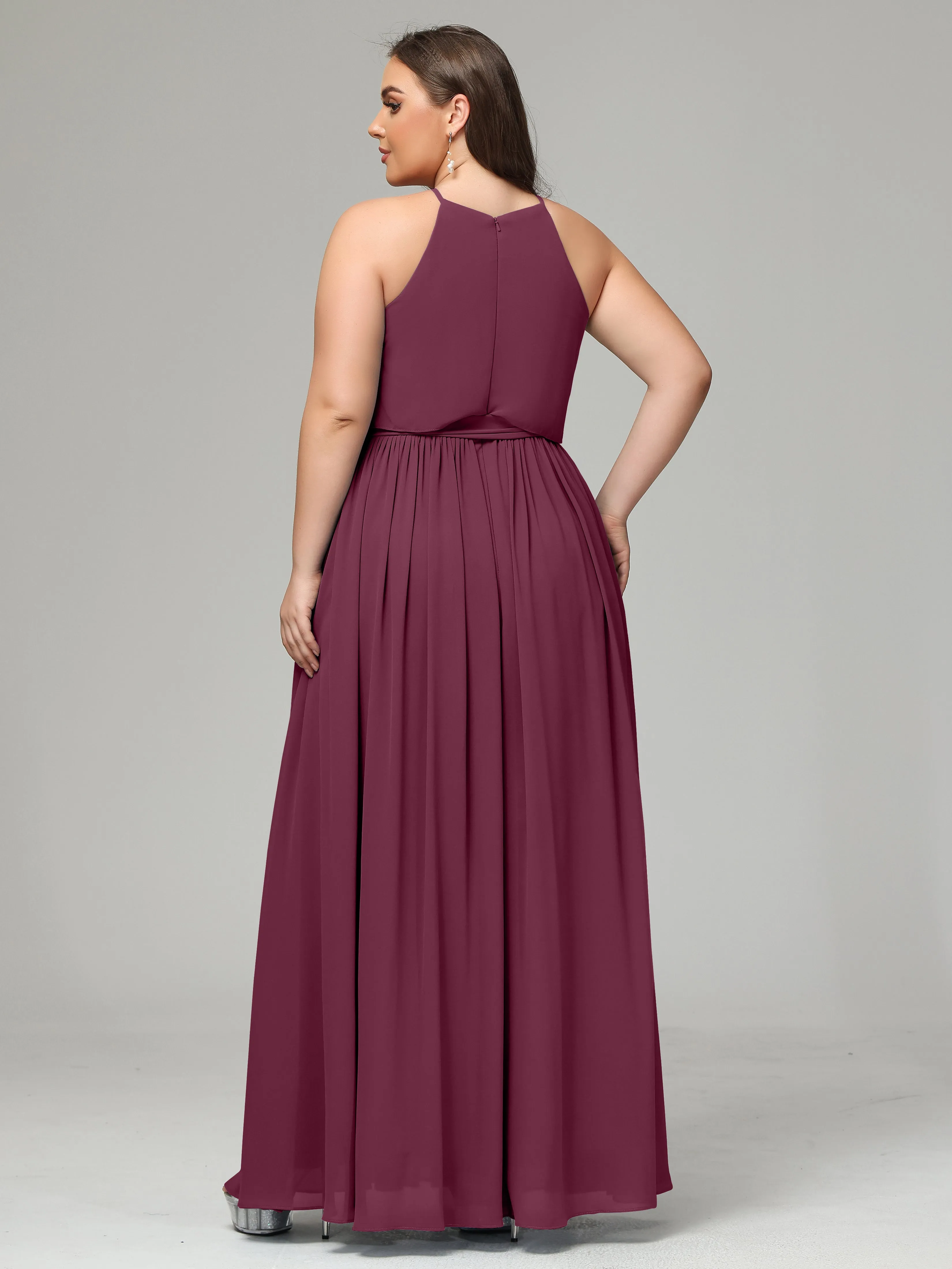 Halter Chiffon Bridesmaid Dress Plus Size