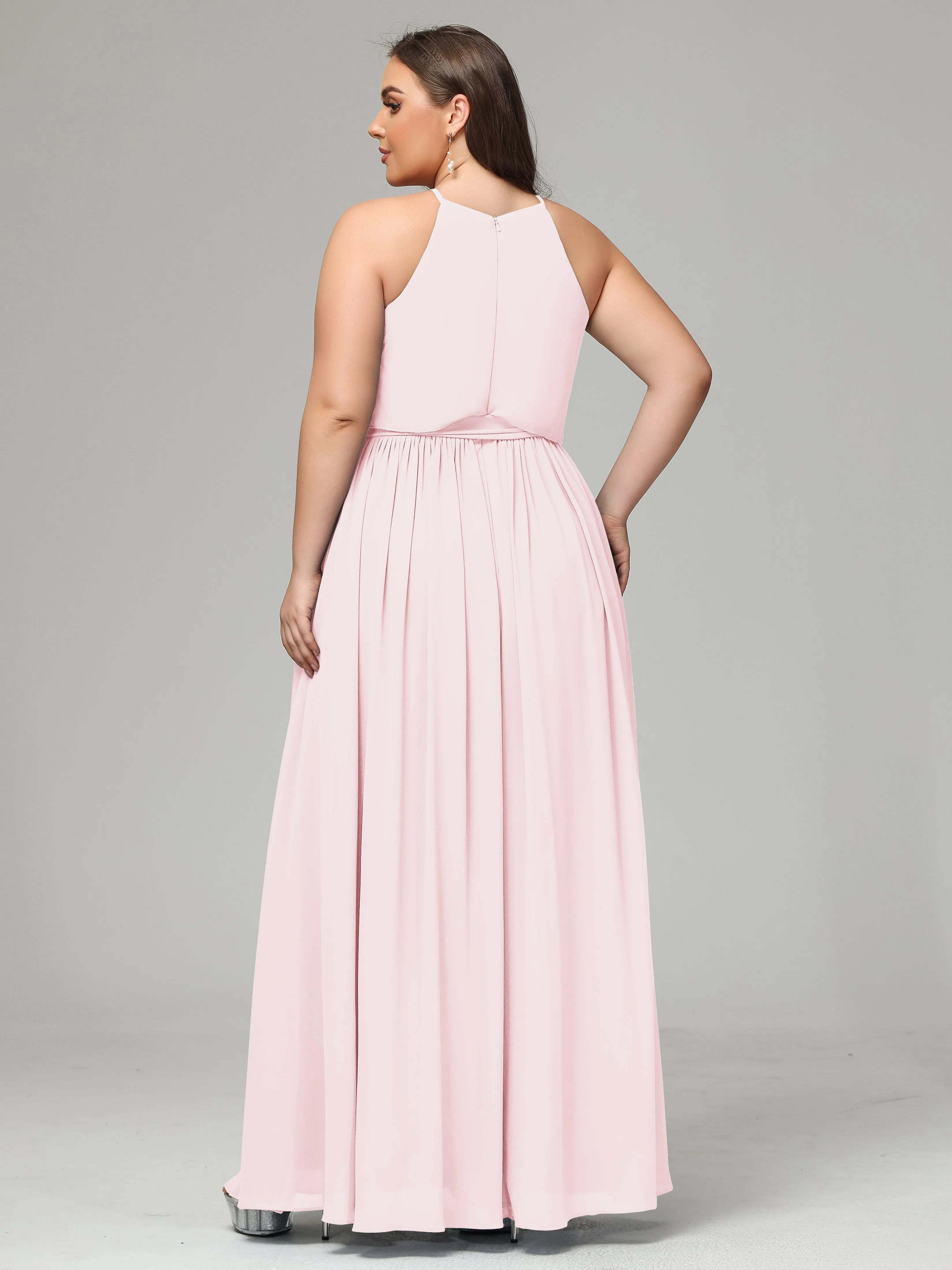 Halter Chiffon Bridesmaid Dress Plus Size