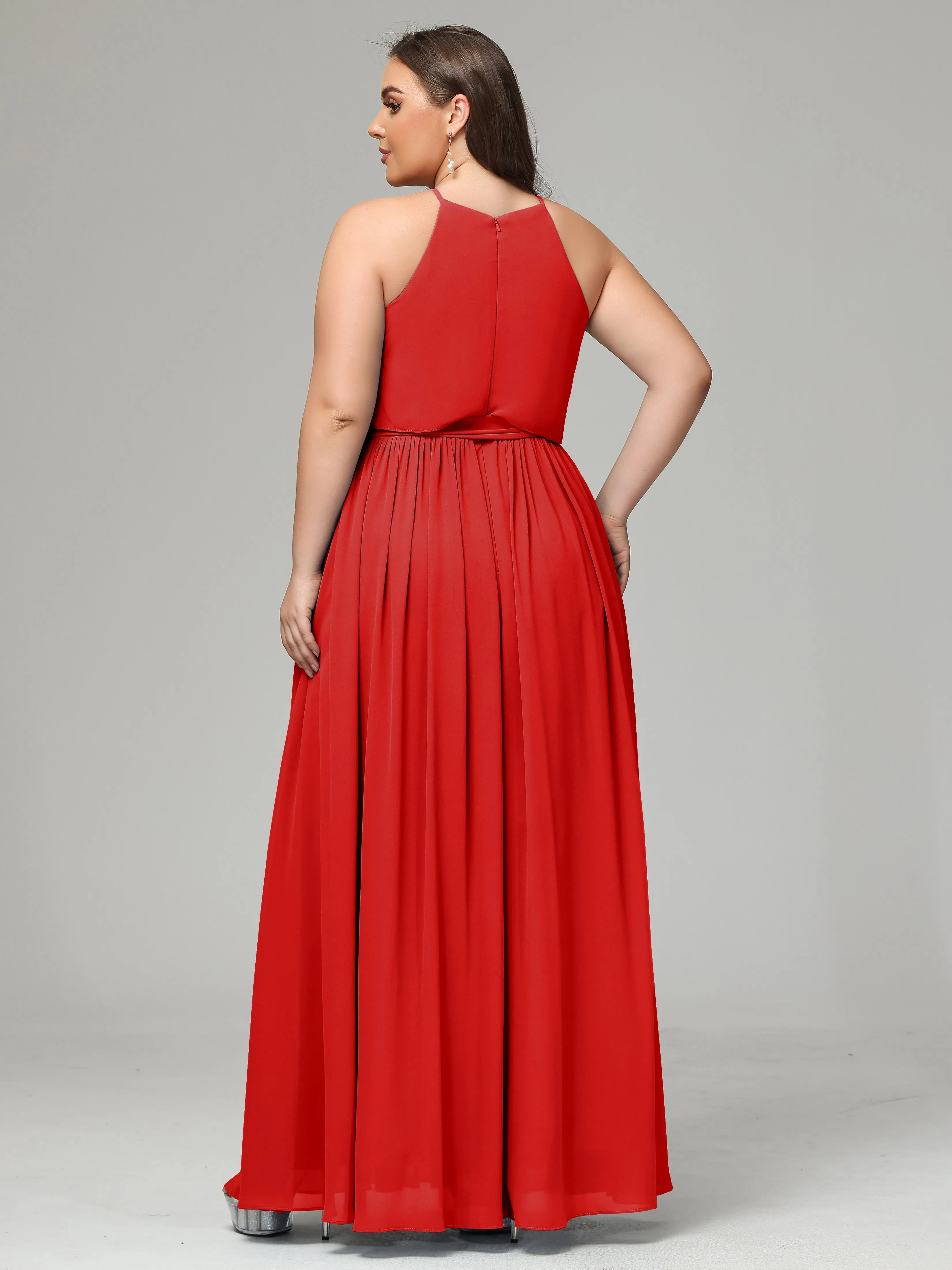 Halter Chiffon Bridesmaid Dress Plus Size