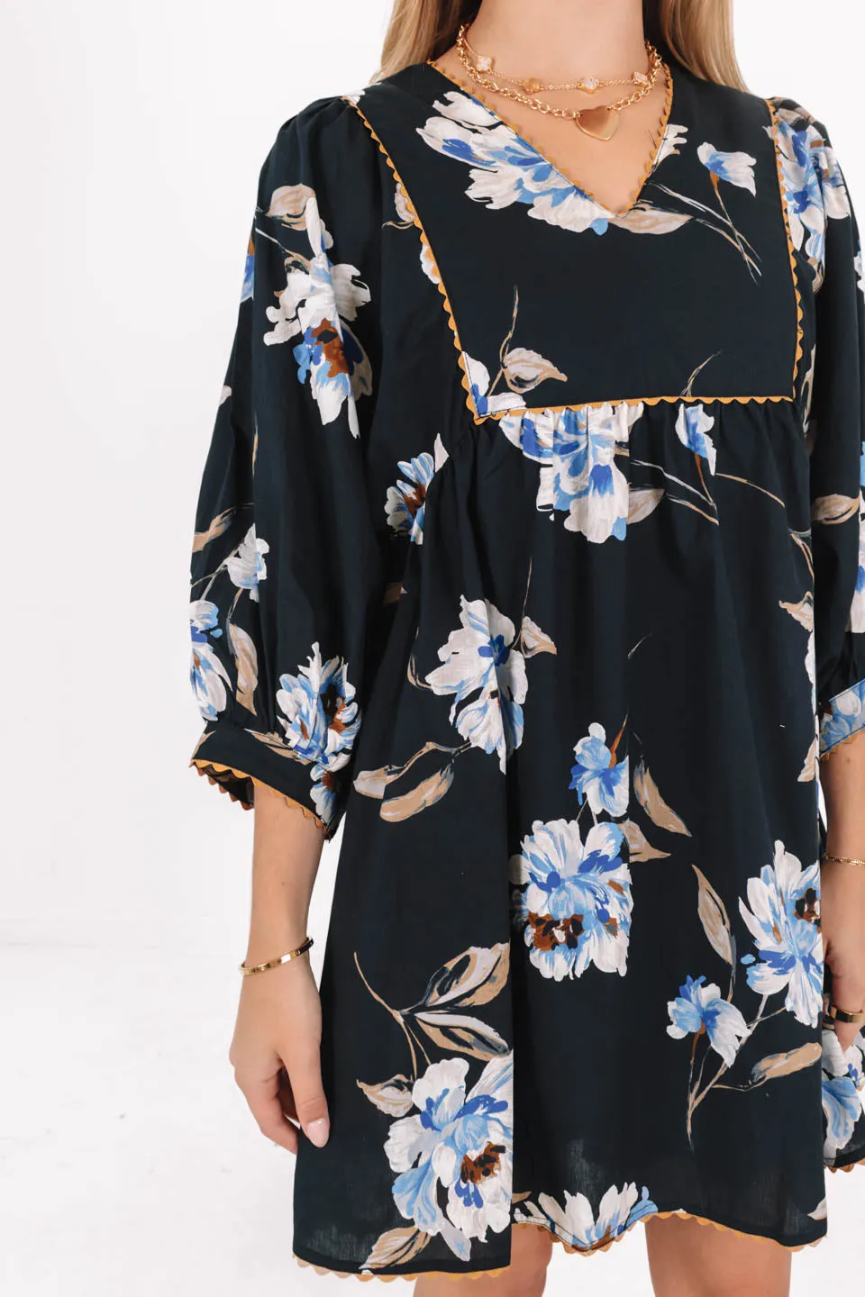Hello Hydrangeas Dress - Black