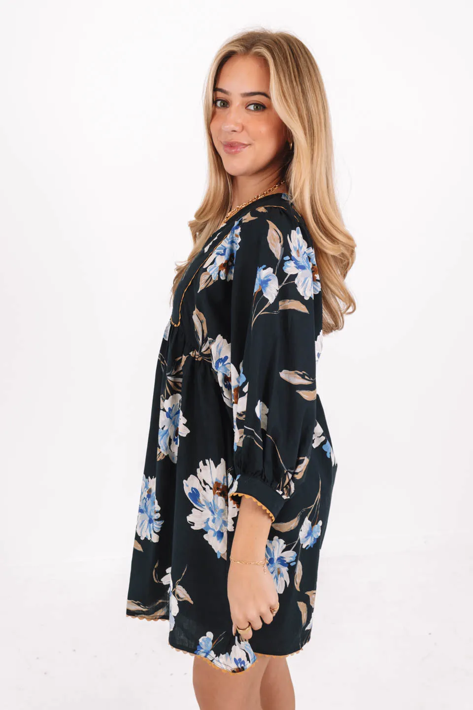 Hello Hydrangeas Dress - Black