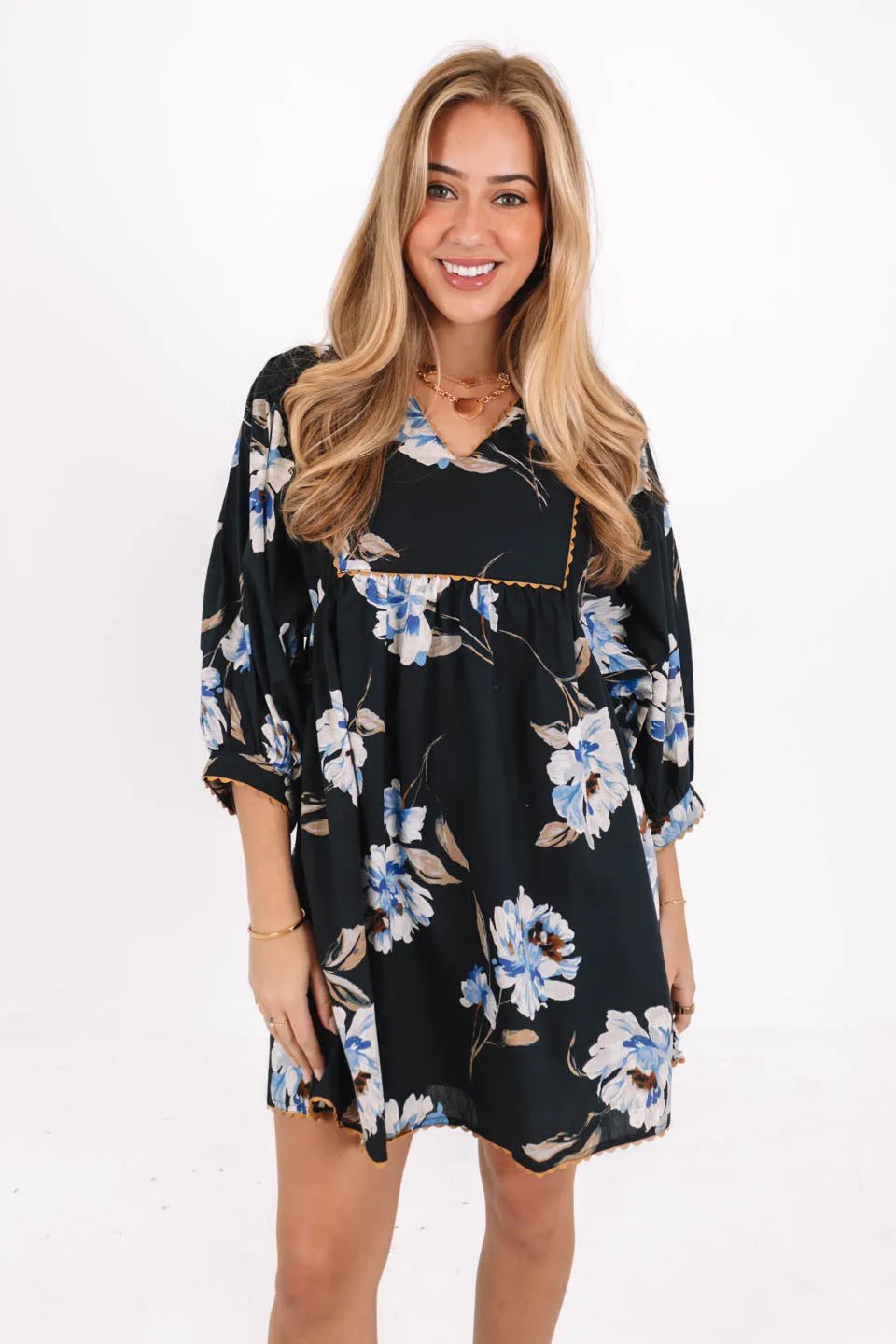 Hello Hydrangeas Dress - Black