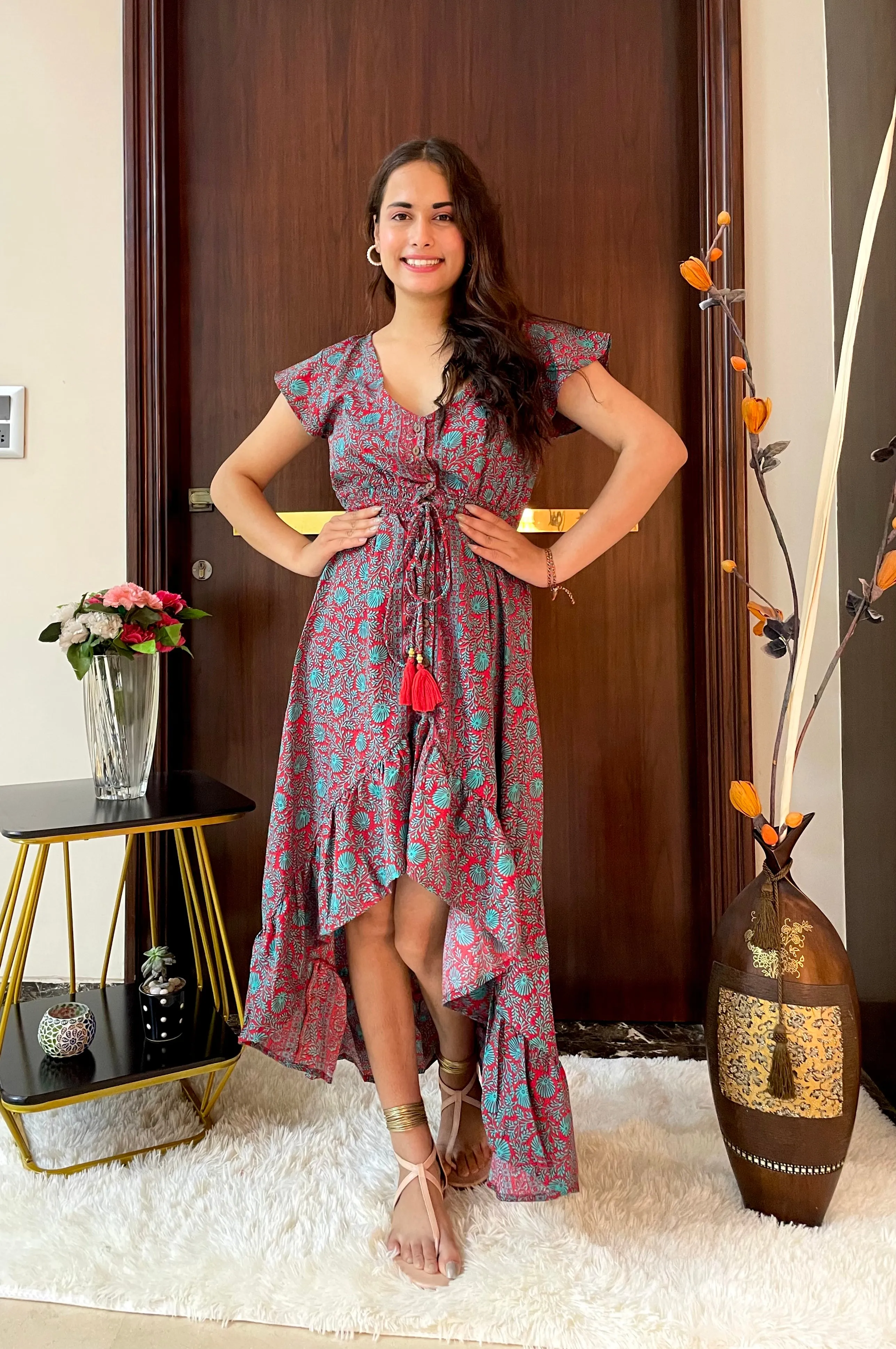 High low boho printed maxi dress- Smisingbee