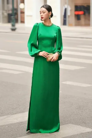 Iridessa Straight Bishop Sleeved Silk Floor Length Ao Dai